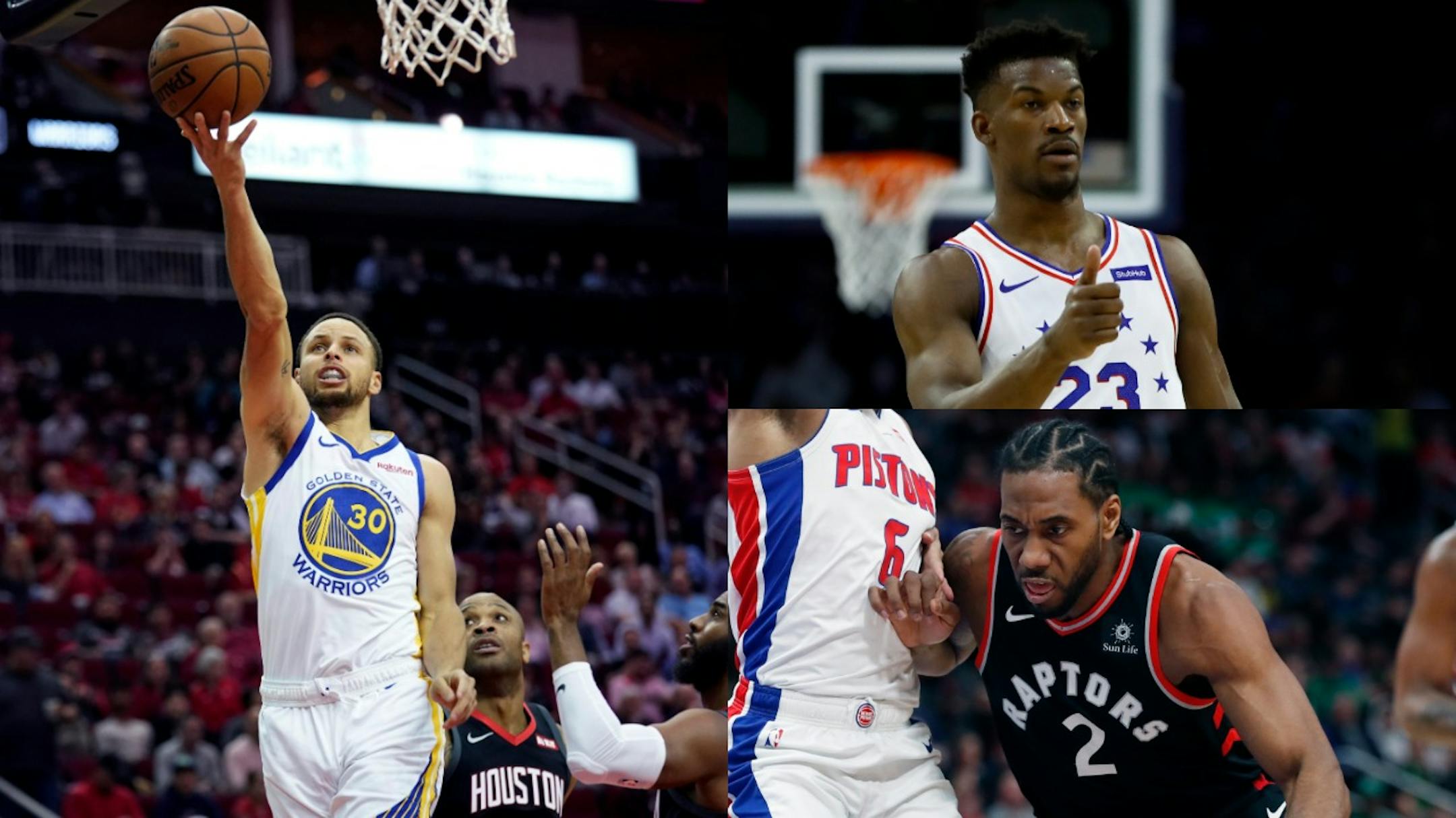 Three of the NBA's best teams — the Warriors, 76ers and Raptors — will be making their only visits to Target Center in the coming weeks. That means star power such as Stephen Curry (left), Jimmy Butler (upper right) and Kawhi Leonard (lower right).