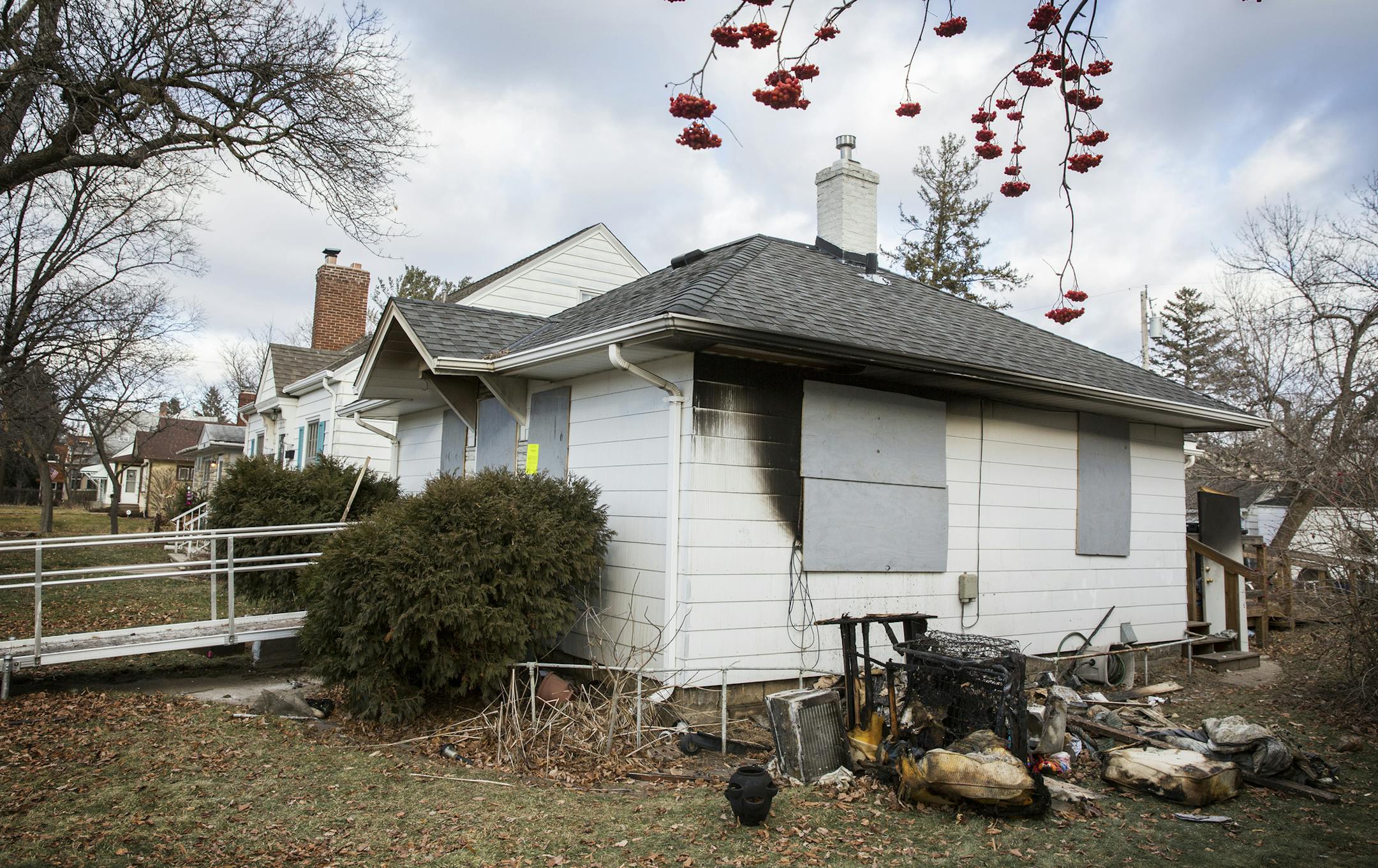 The aftermath of a house fire that killed an elderly man and injured his wife in north Minneapolis on Thursday, December 17, 2015. Photographed on Friday, December 18, 2015. ] (Leila Navidi/Star Tribune) leila.navidi@startribune.com