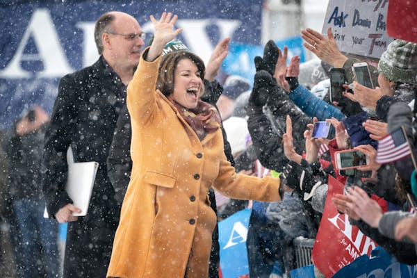 Sen. Amy Klobuchar made her announcement Feb. 10, 2019, to run for president from a snowy Boom Island Park in Minneapolis.