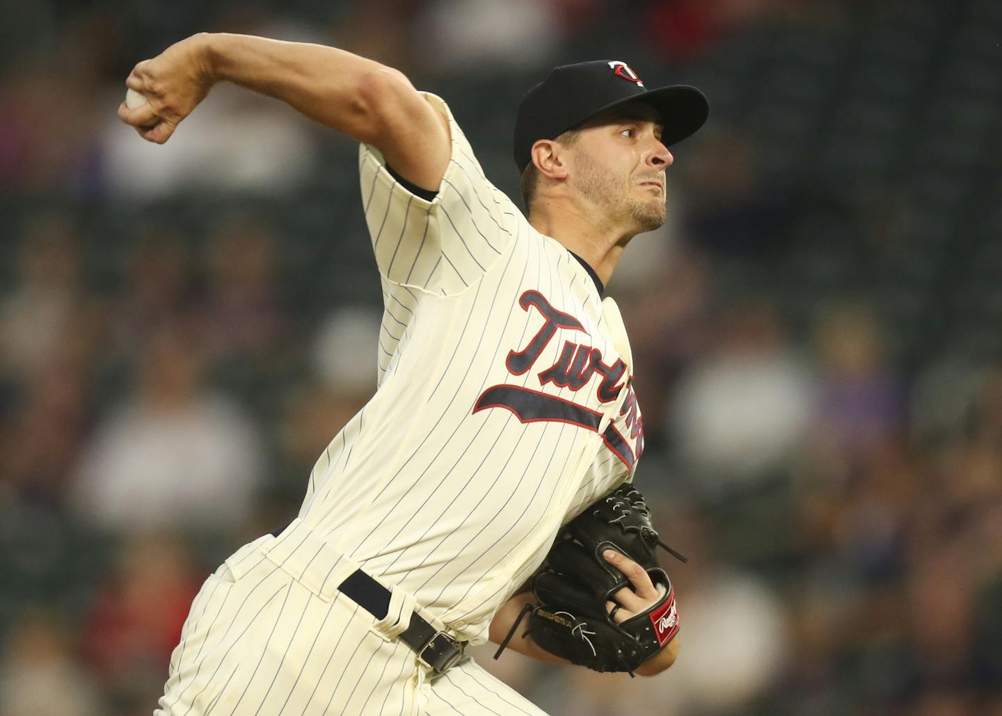 Minnesota Twins starting pitcher Jake Odorizzi throwing against New York in the second inning. ] JEFF WHEELER &#xef; jeff.wheeler@startribune.com The Twins faced the New York Yankees in an MLB baseball game Wednesday night, September 12, 2018 at Target Field in Minneapolis.