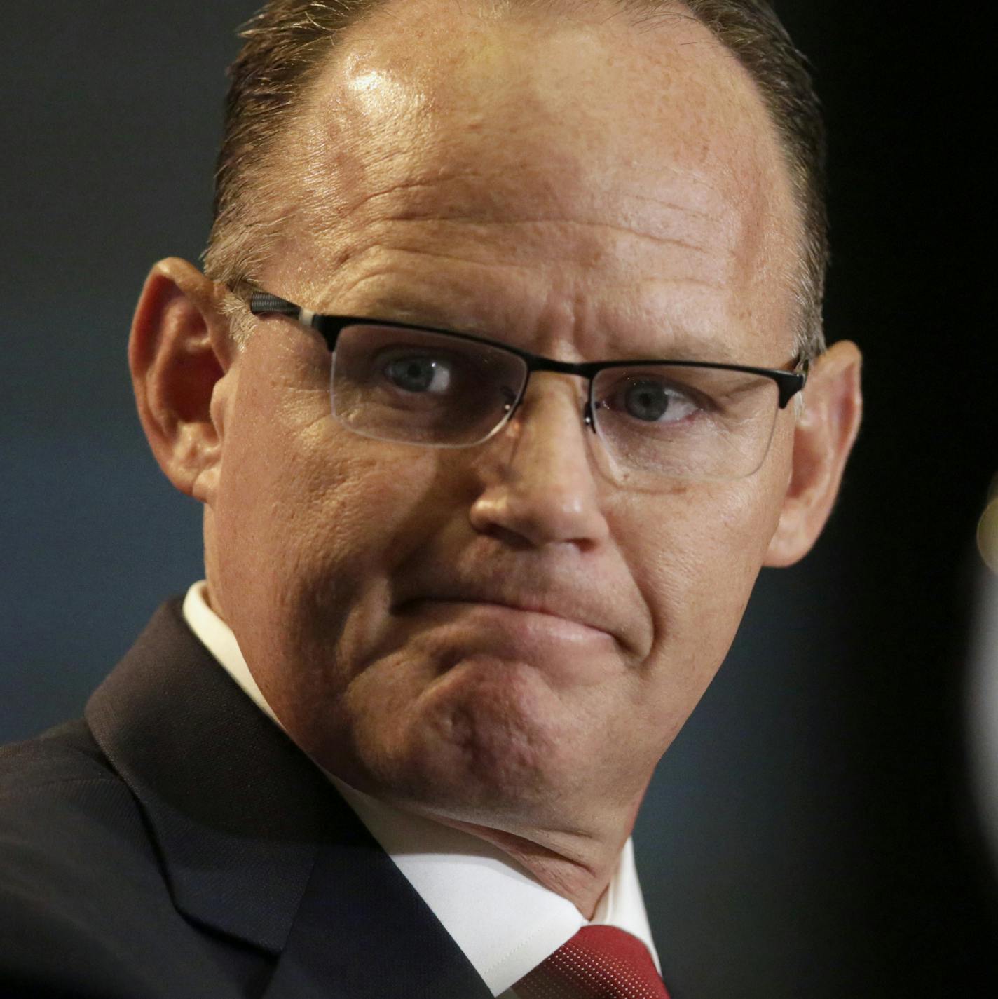 Indiana NCAA college football head coach Tom Allen speaks at Big Ten Media Day in Chicago, Monday, July 24, 2017. (AP Photo/G-Jun Yam)