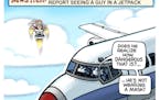 Sack cartoon: Pilots report 'guy in jetpack'