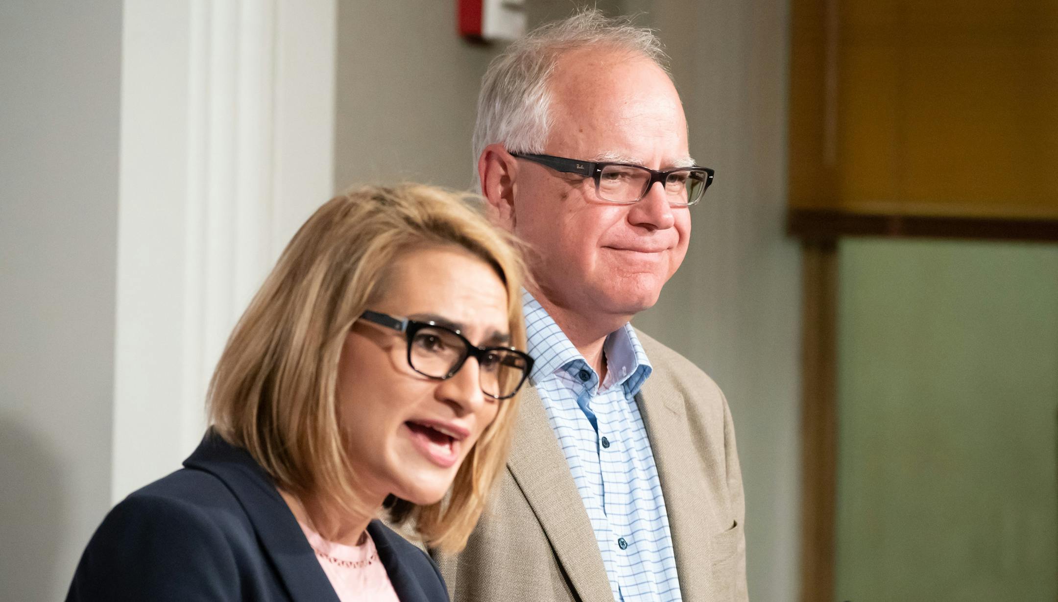 DFL candidate for governor Tim Walz held a press conference with his running mate Peggy Flanagan in the State Office Building across the street from the State Capitol. ] GLEN STUBBE ï glen.stubbe@startribune.com Wednesday, August 15, 2018