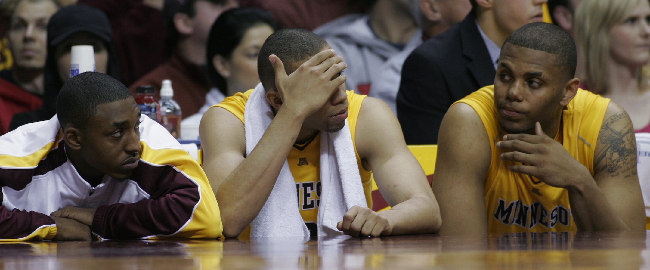 The Gophers came up short against a top-tier team at Williams Arena once again. Three days after a tough loss to Indiana, from left, Al Nolen, Kevin Payton and Jonathan Williams had to accept a 78-73 loss Sunday to Michigan State. Nolen didn't play because of an injury.