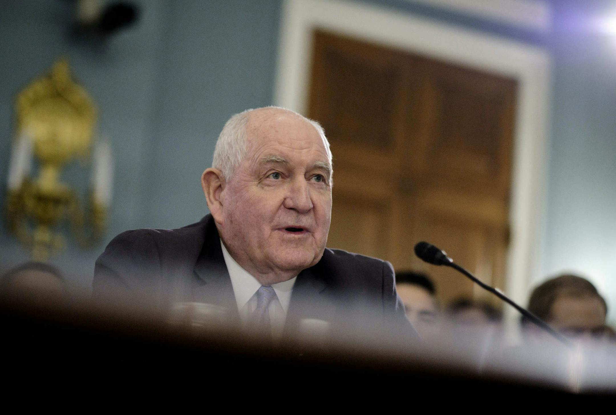 Sonny Perdue, the Trump administration&#x2019;s agriculture secretary, testifies before the House Committee on Agriculture on Feb. 27. (T.J. Kirkpatrick/The New York Times)