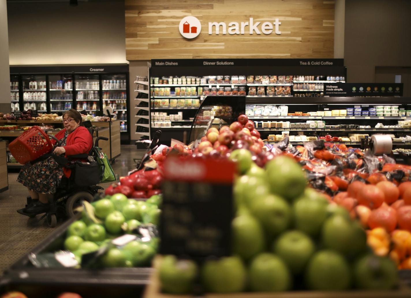 The refreshed grocery department skews towards grab and go food items. ] JEFF WHEELER &#xef; jeff.wheeler@startribune.com Target's Vice President for Store Planning & Design, Joe Perdew, led a tour of the newly remodeled downtown Minneapolis Target store Monday afternoon, August 14, 2017.