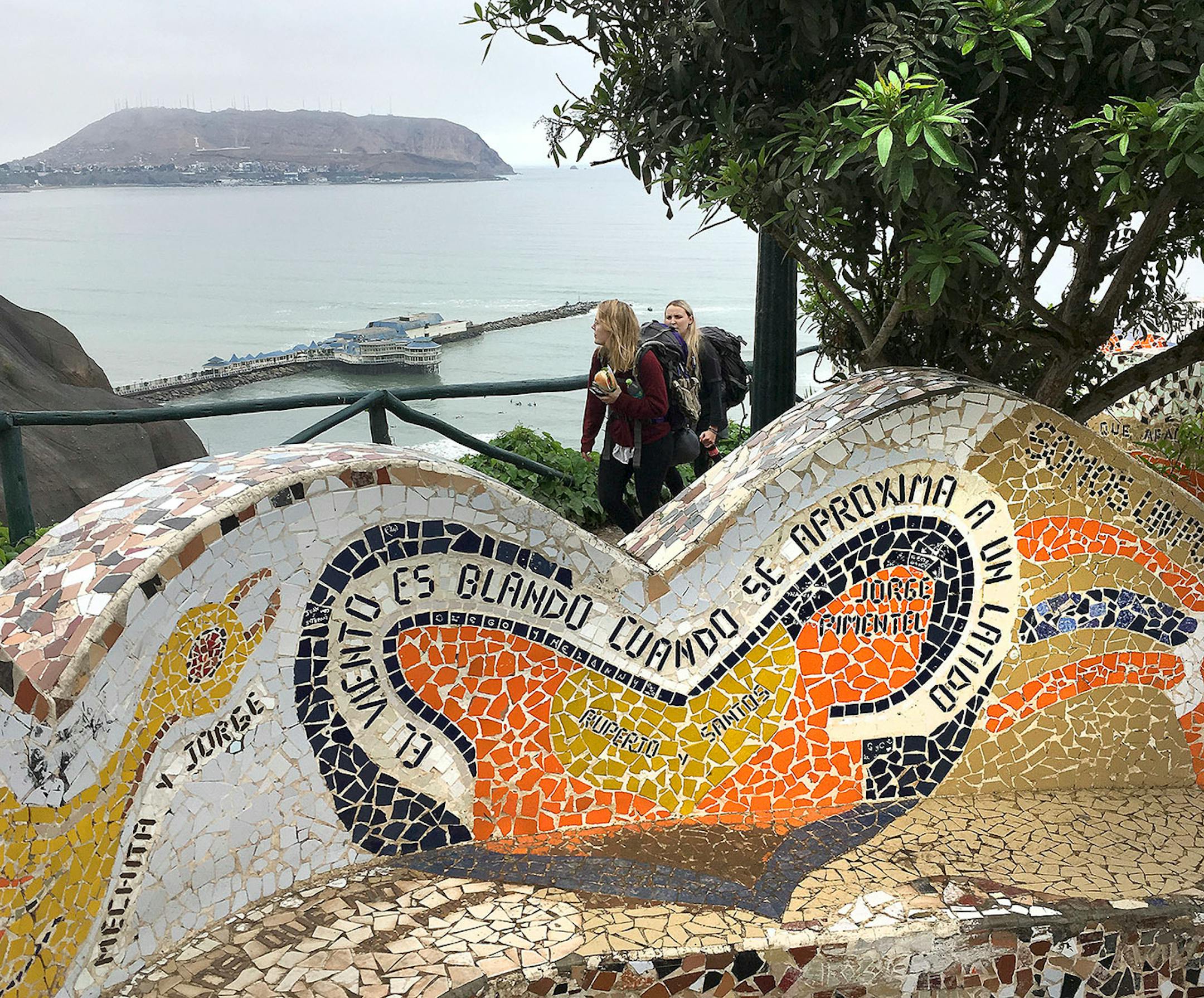 Lima's Miraflores and Barranco neighborhoods feature an oceanfront boardwalk that includes the mosaic-lined Plaza del Amor. [ Chris Riemenschneider