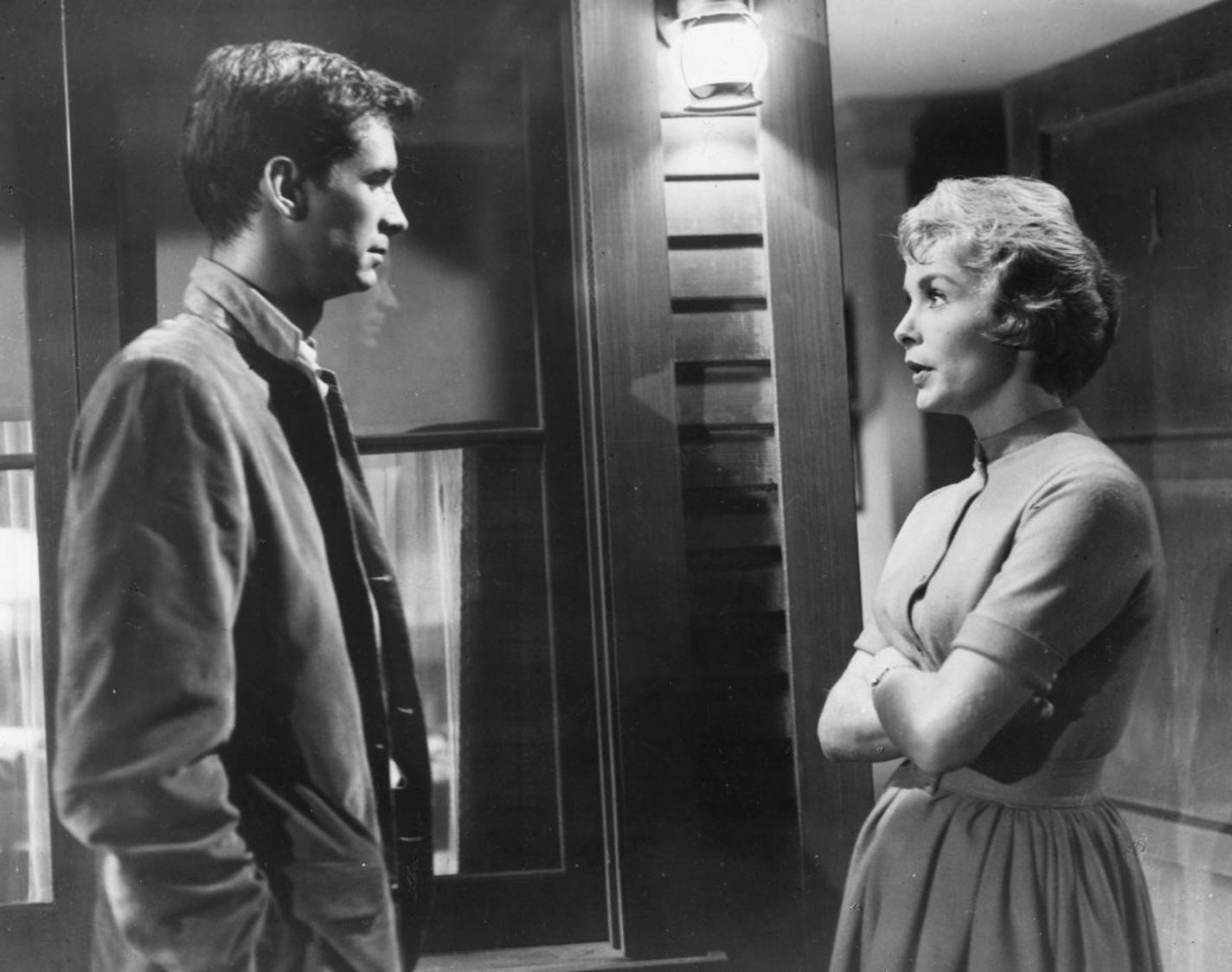 Movie classic "Psycho," an Alfred Hitchcock Production, &#xa9; 1960 by Shamley Productions, Inc., handout photo courtesy of Paramount Pictures. At left is Anthony Perkins, at right is Janet Leigh.