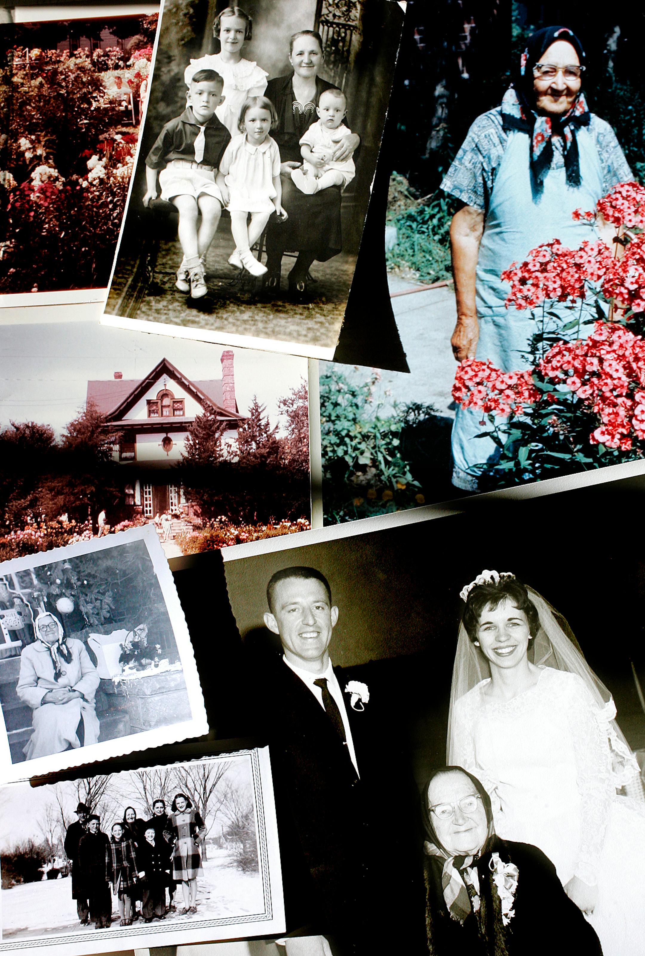 Mary J. Tikalsky's life growing up and living in New Prague is well documented by a variety of family photographs. Joseph and Emma Jean, pictured with Mary in the lower right corner, donated money to have an addition built on the New Prague Library to honor Mary.
