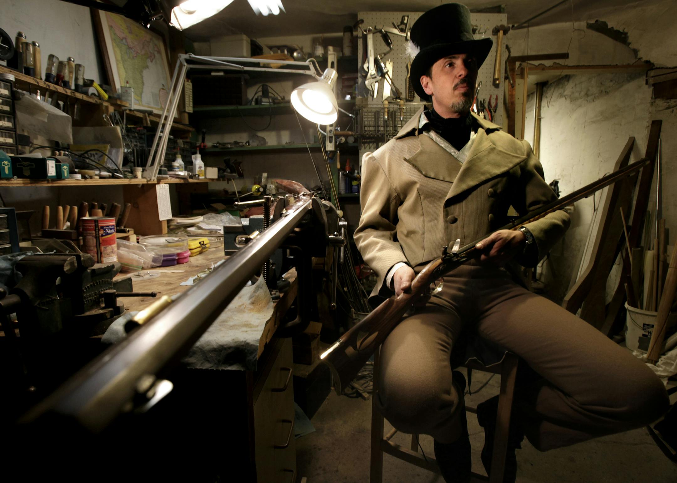Bill Young in his workshop is president of the Twin Cities Muzzleloading Club, and an avid muzzleloader. ] JOEL KOYAMA‚Ä¢joel.koyama@startribune.com