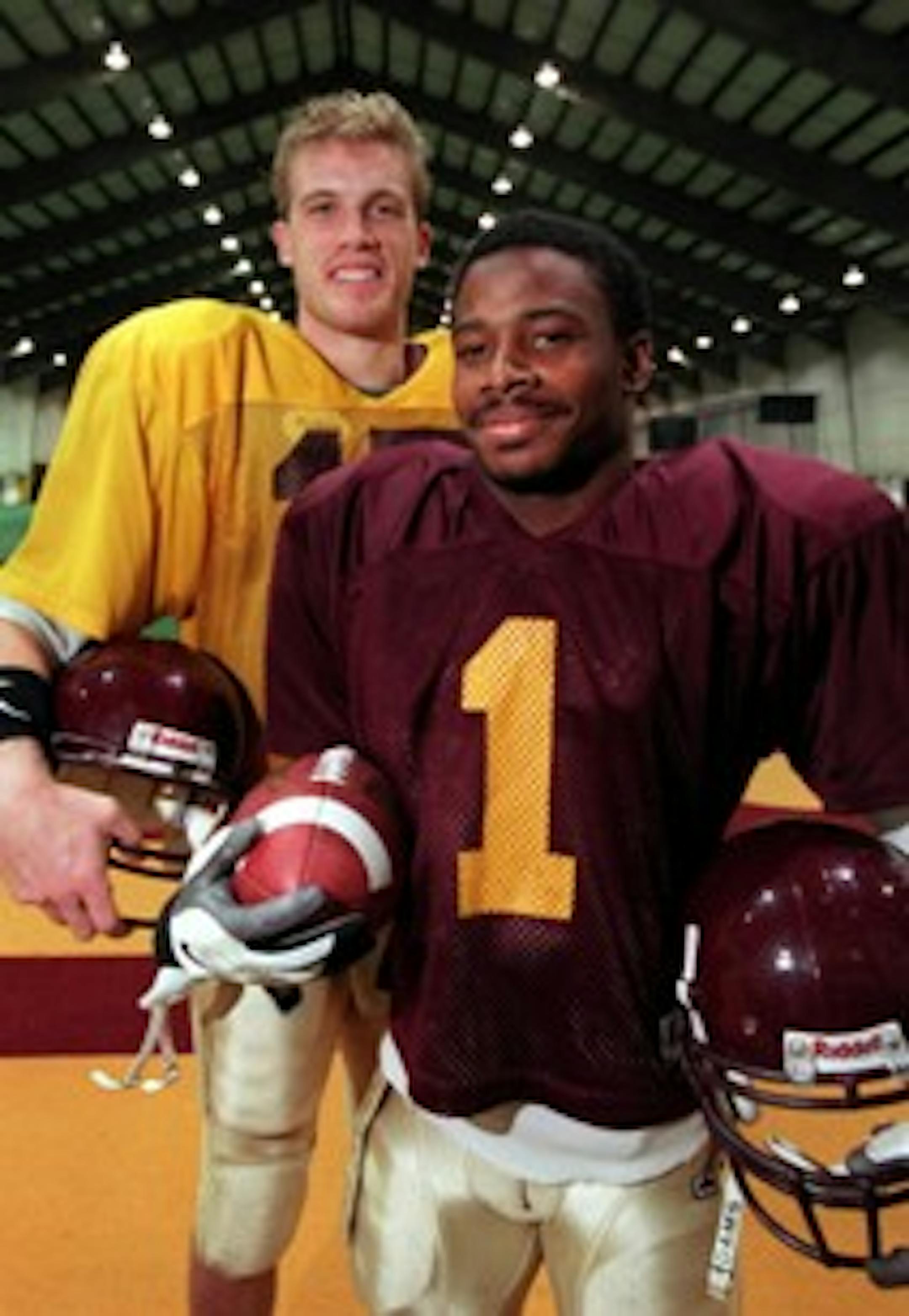 Cory Sauter, left, pictured with retroactive RandBall Pavano Mustache Contest winner Tutu Atwell
