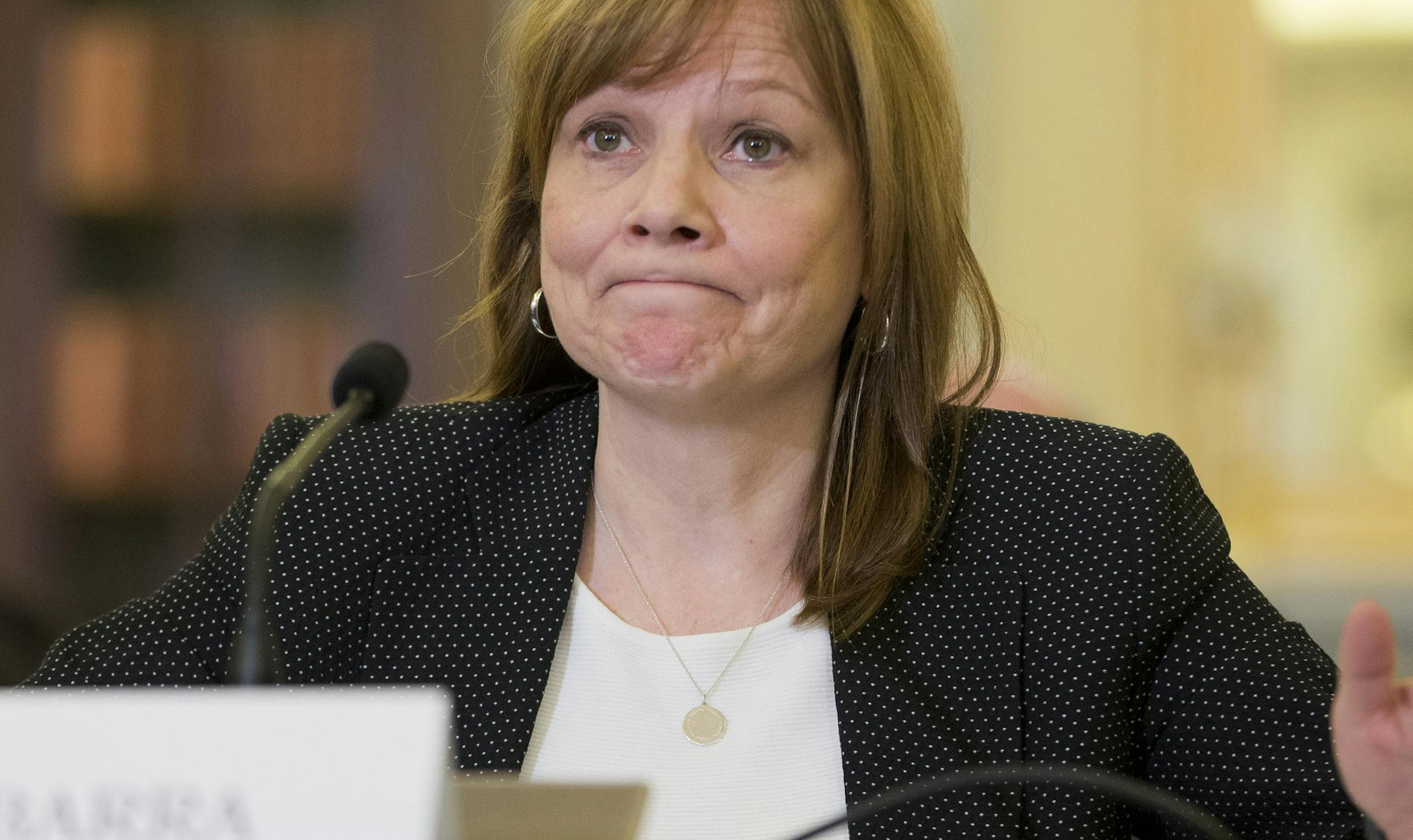 General Motors CEO Mary Barra testifies on Capitol Hill in Washington, Wednesday, April 2, 2014, before the Senate Commerce, Science and Transportation subcommittee. Barra is back before Congress, where members of a Senate subcommittee are expressing doubts that the culture at the nation's No. 1 automaker has really changed. (AP Photo/Pablo Martinez Monsivais)