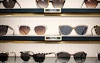 Sunglasses on display at Warby Parker inside Askov Finlayson.