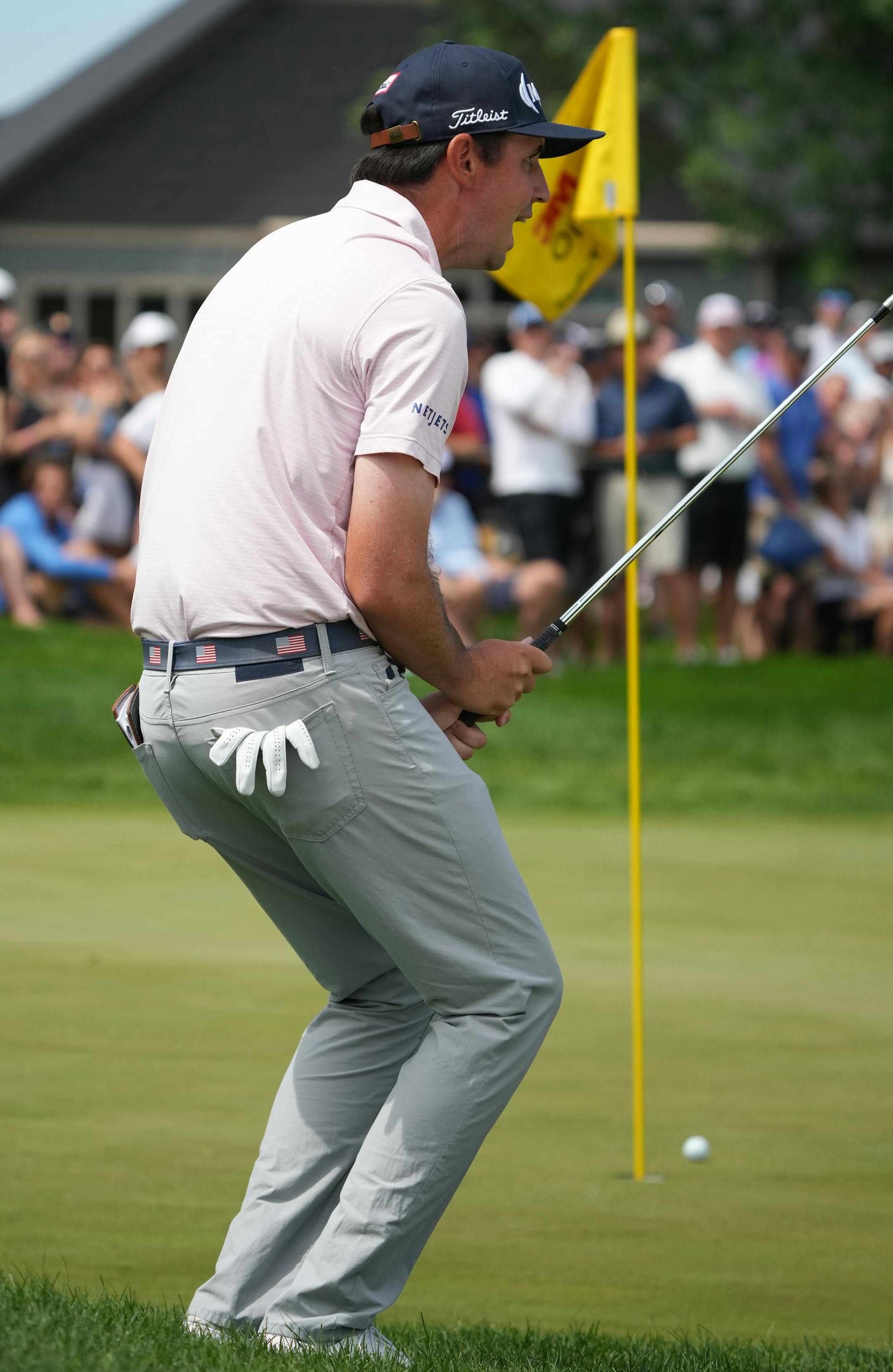 J.T. Poston reacts after he misses a birdie putt on the 7th hole of the 3M Open at TPC Twin Cities Sunday.