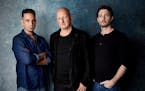 Wade Robson, director Dan Reed and James Safechuck posed for a portrait to promote the film "Leaving Neverland" during the 2019 Sundance Film Festival