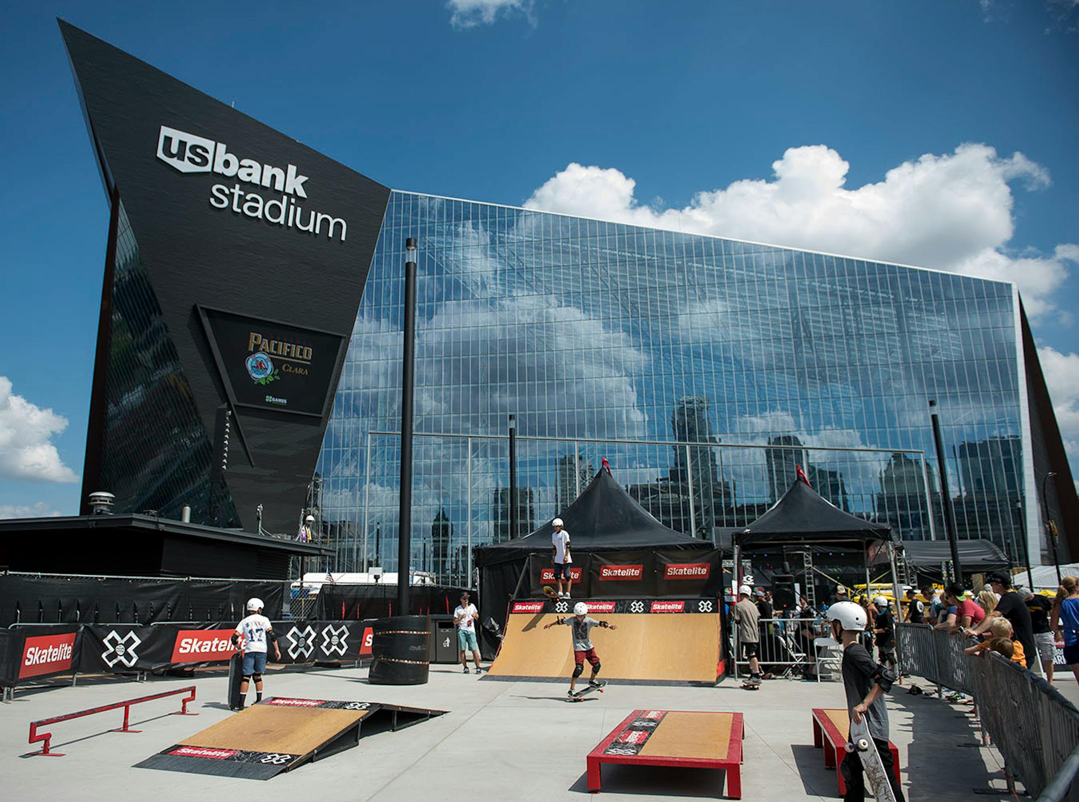 Young skateboarders were given a chance to test their skills outside US Bank Stadium Sunday.