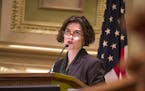 Minneapolis Mayor Betsy Hodges delivers her 2016 budget address to the City Council at Minneapolis City Hall on Wednesday, August 12, 2015. ] LEILA NA