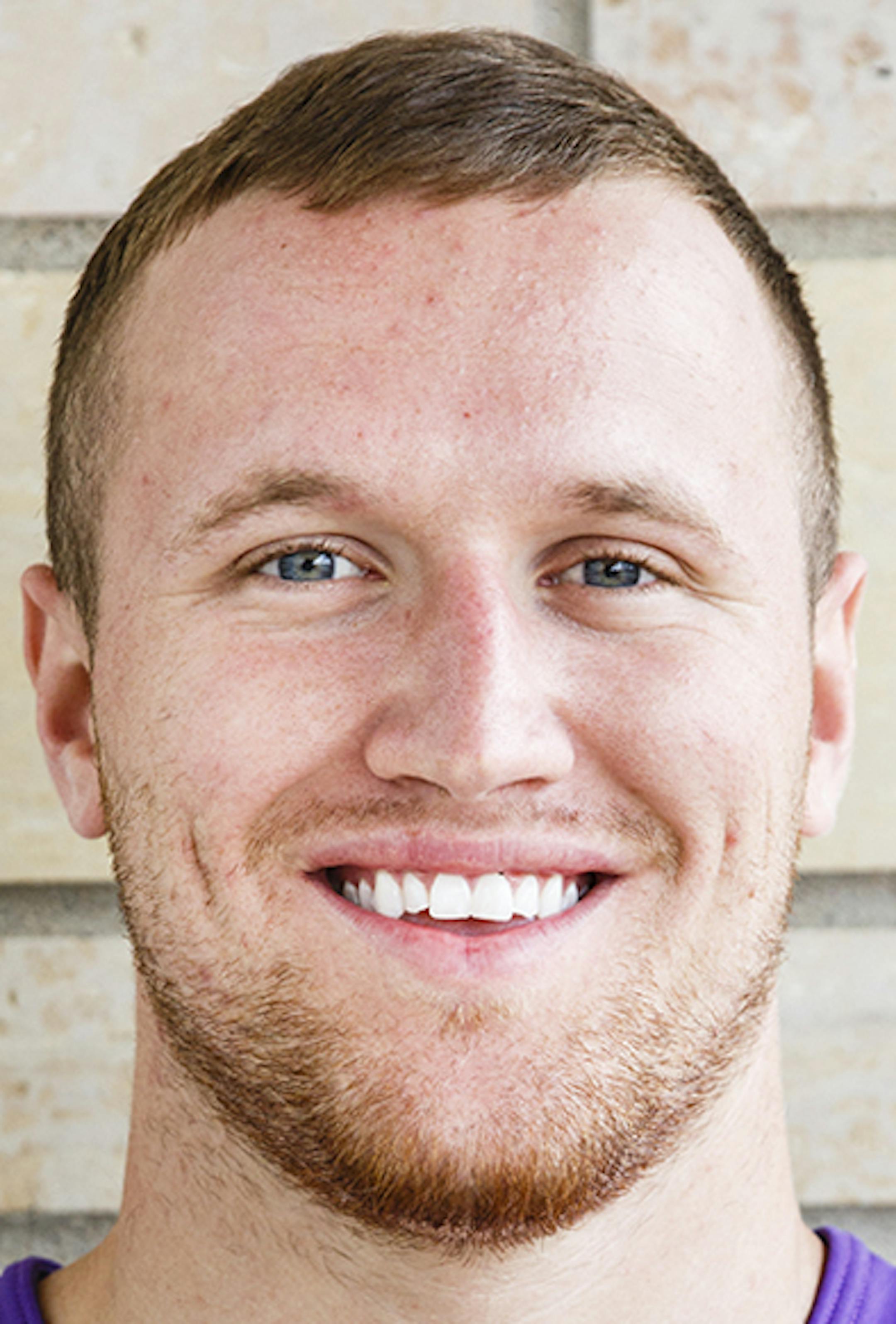 Portrait of UST football player Jordan Roberts, taken on August 17, 2015.