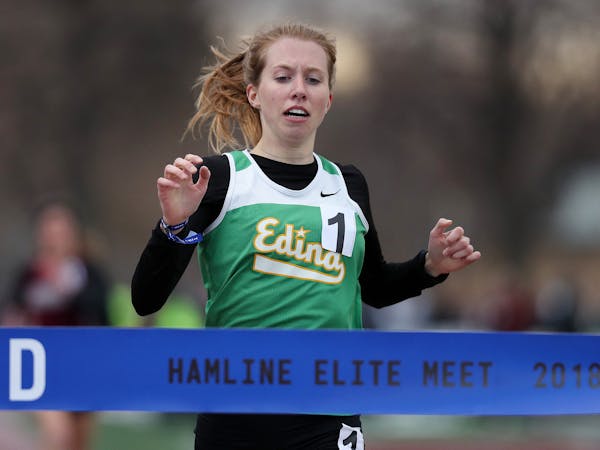 Emily Kompelien of Edina won the girls 1600 meter run. ] ANTHONY SOUFFLE &#xef; anthony.souffle@startribune.com High school athletes from around the a