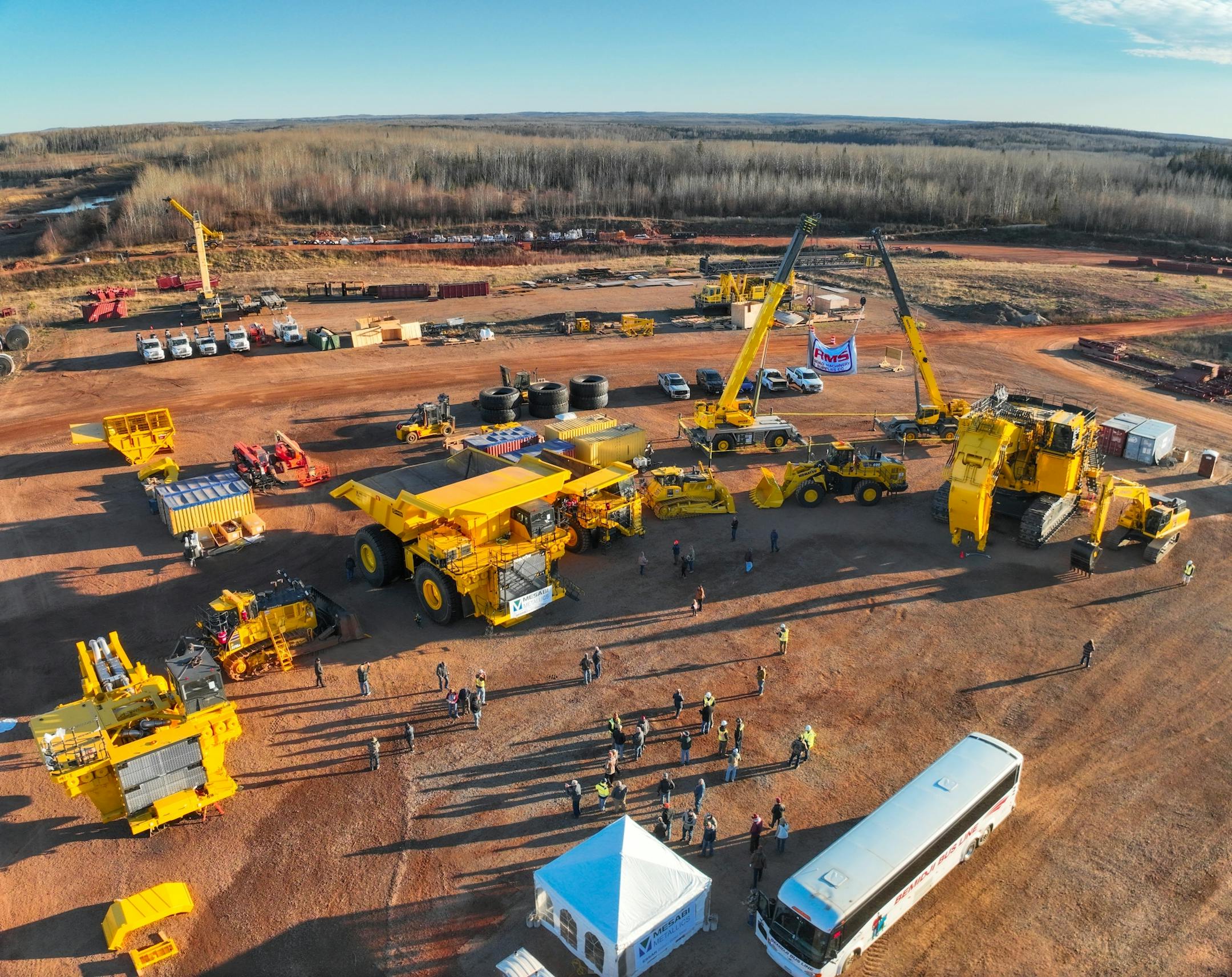 (Mesabi Metallics) welcomed more than 600 visitors from across the region to its Fall Open House on Tuesday, November 18, offering the public a behind-the-scenes look at Minnesota’s newest and most advanced taconite mining operation and an up-close look at Minnesota’s largest mining trucks.

During the event, guests toured the Mesabi project site, met the company’s engineers and saw some of the largest mining equipment in the world—including the 400-ton 980E-5 Komatsu haul trucks, the largest ever to operate in Minnesota.