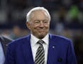 Dallas Cowboys team owner Jerry Jones stands on the field during warm ups before an NFL football game against the Philadelphia Eagles on Sunday, Nov. 