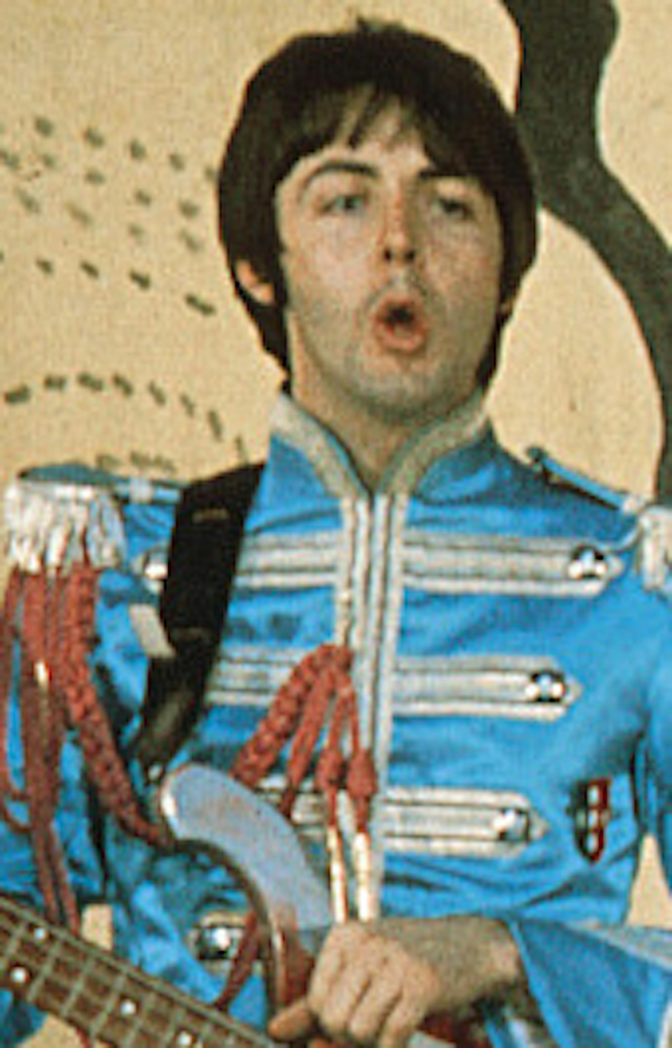 THE BEATLES IN SGT. PEPPER SUITS-- The famous suits that The Beatles wore for Sgt. Pepper's Lonely Hearts Club Band reemerged for the promotional film for Hello, Goodbye. It was filmed at the Saville Theatre in London, on the 10th November 1967. MANDATORY CREDIT: © APPLE CORPS LTD. TO BE USED ONLY IN THE PROMOTION OF "THE BEATLES ANTHOLOGY, VOLUME 2" ORG XMIT: MIN2016121615450622