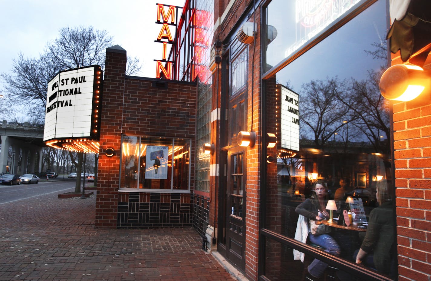 The St. Anthony Main Theatre and nearby restaurant.bestmn2012 bestmn2012