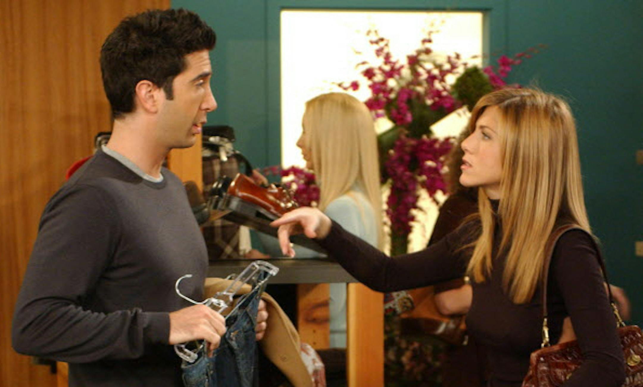 David Schwimmer as Ross and Jennifer Aniston as Rachel on "Friends." TV couples may break up and make up repeatedly, but chronic romantic uncertainty is best avoided in real life.