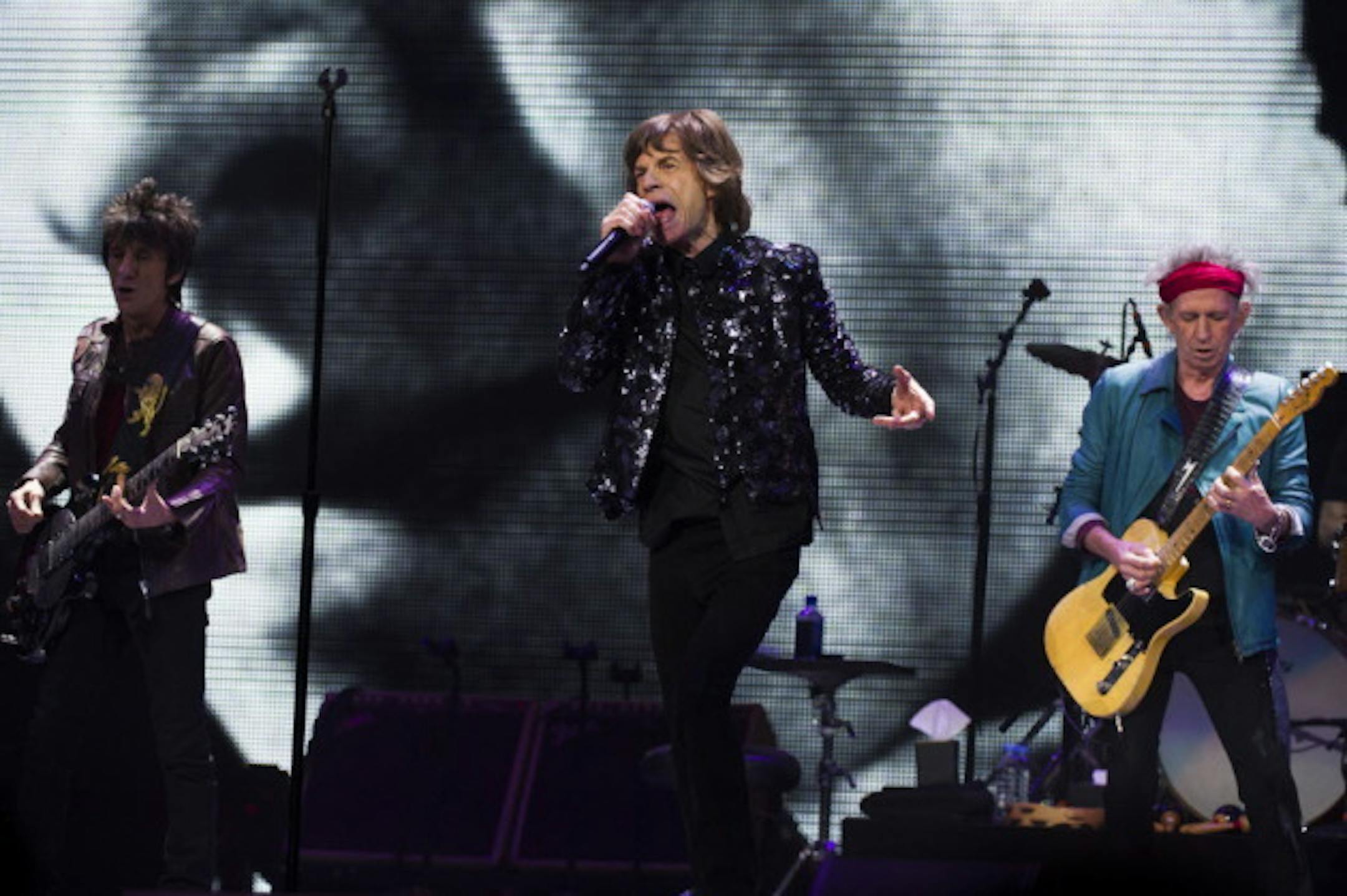 Ronnie Wood, from left, Mick Jagger and Keith Richards of the Rolling Stones performing in New York. The band release information on their upcoming tour on Wednesday. (Photo by , file)