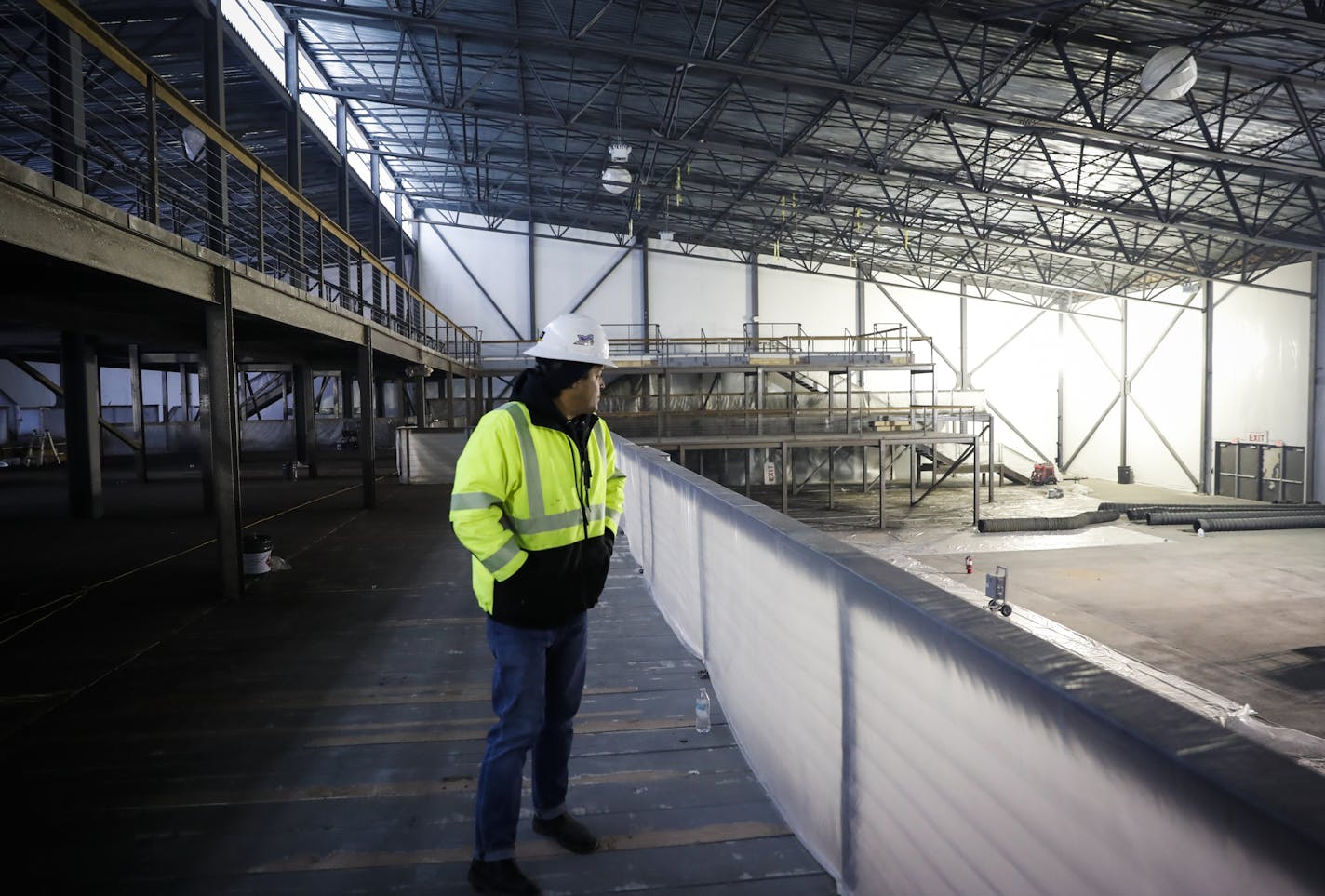 Mike Lamprides, director of design and construction of Nomadic Entertainment, walked through the construction of Club Nomadic at the Shakopee Mdewakanton Sioux Community Mystic Lake grounds on Thursday, January 4, 2018, in Prior Lake, Minn. ] RENEE JONES SCHNEIDER &#x2022; renee.jones@startribune.com