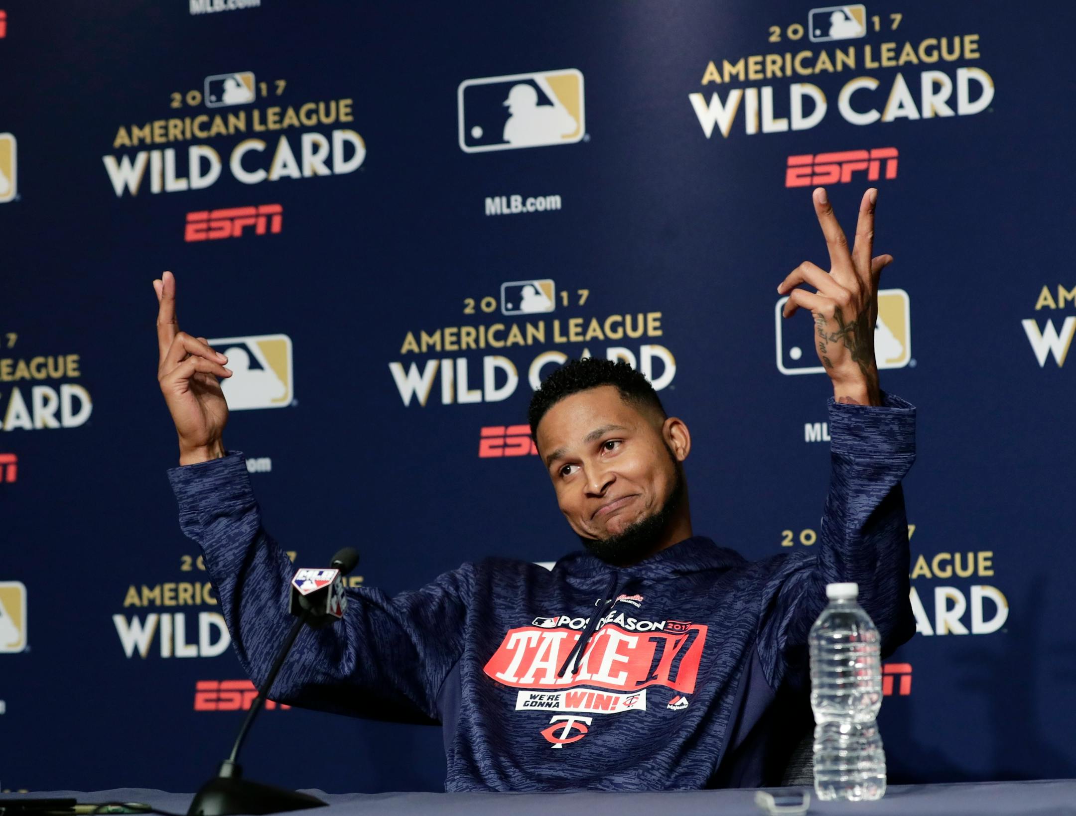 Twins starter Ervin Santana looked at ease heading into Tuesday's wild-card playoff game against the Yankees at Monday's news conference in New York.