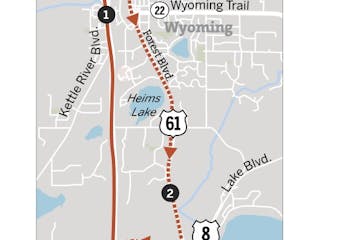 Southbound I-35 detour at Wyoming