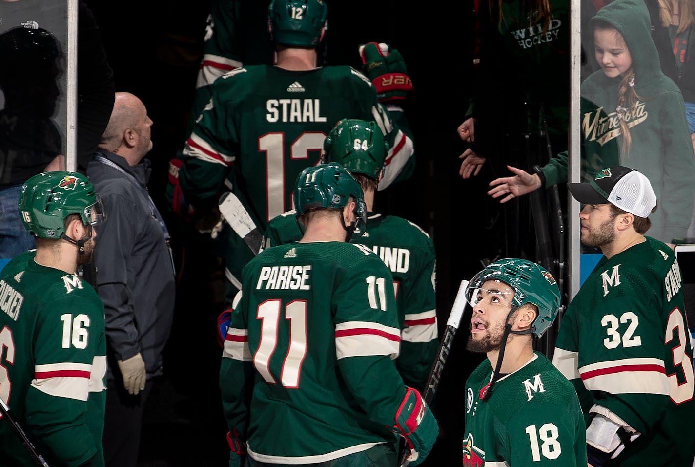 Wild rookie winger Jordan Greenway (18) checked a monitor as he and his teammates left the Xcel Energy Center ice Thursday night, confirming what they already knew: the Ducks shut out the Wild 3-0.