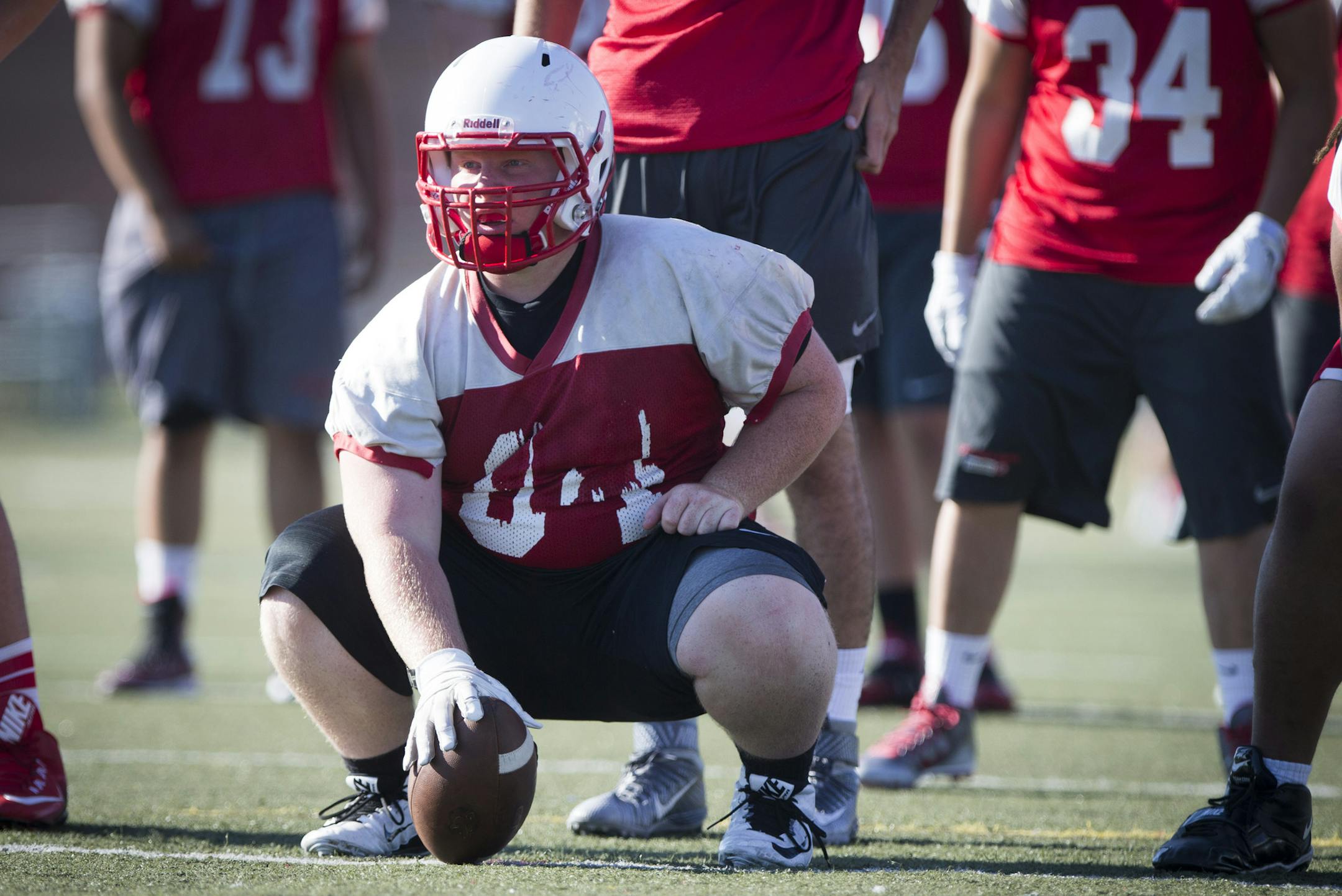 Senior center Will Kuhn during A.M. football practice on Monday, August 10, 2015 at Lakeville North High School in Lakeville, Minn. ] RENEE JONES SCHNEIDER • reneejones@startribune.com