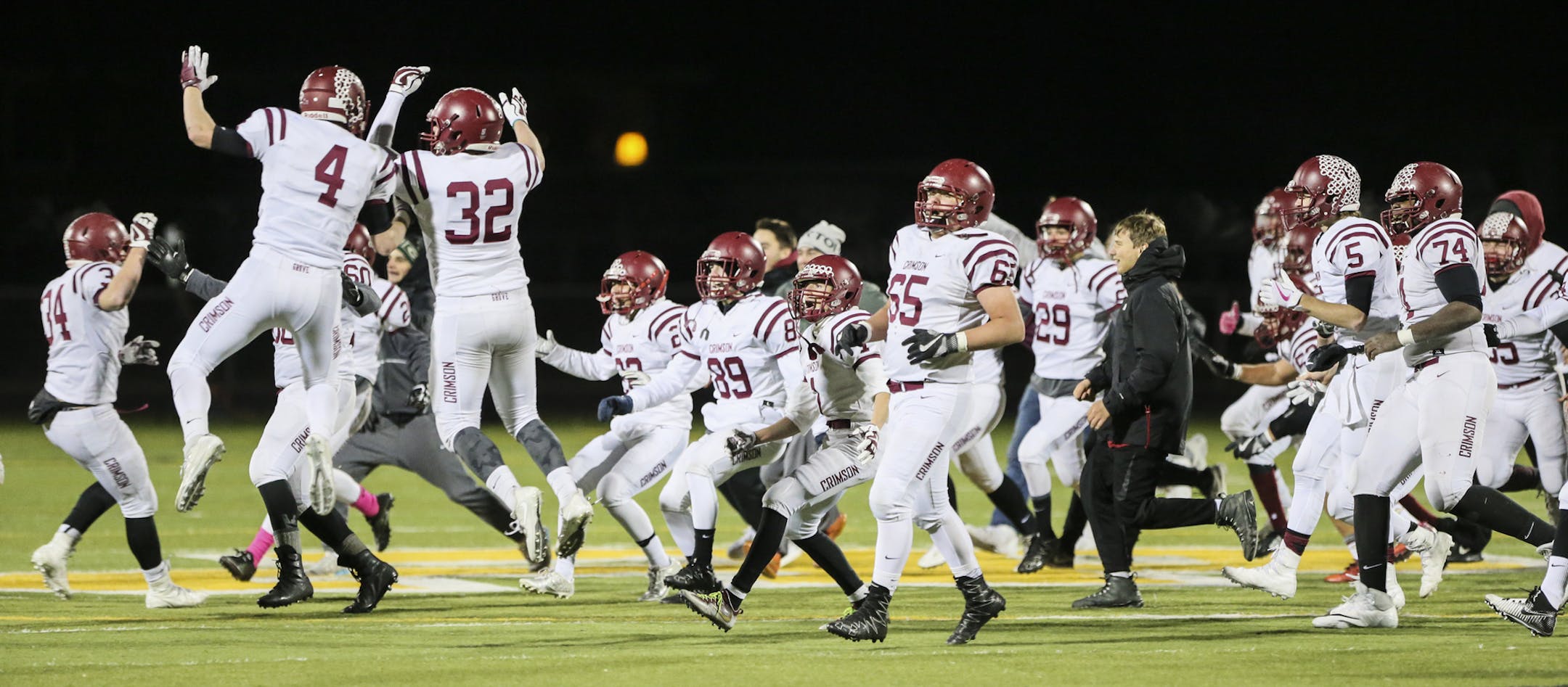 Maple Grove players celebrated an incredible comeback win against St. Michael-Albertville