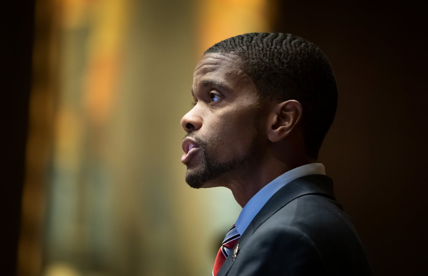 St Paul Mayor Melvin Carter presented a $1.5 million supplemental public safety budget proposal to the City Council on Wednesday afternoon. ] GLEN STUBBE &#x2022; glen.stubbe@startribune.com Wednesday, November 20, 2019