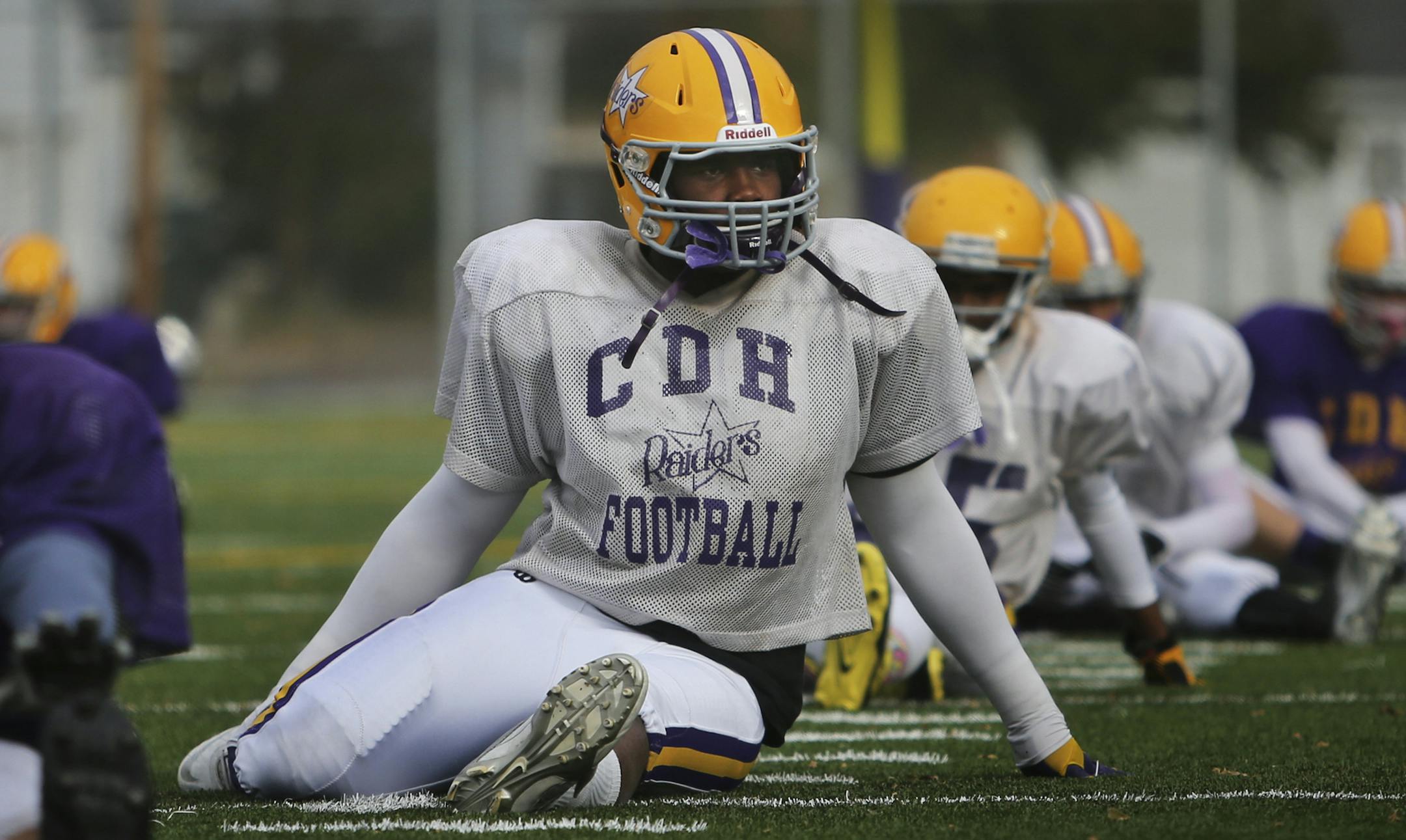 Cretin-Derham Hall star Jashon Cornell during practice Wednesday, Oct. 23, 2013, at Cretin-Derham Hall High School in St. Paul, MN.](DAVID JOLES/STARTRIBUNE) djoles@startribune.com Class 6A football playoff advance on highly recruited junior Jashon Cornell and Cretin-Derham Hall. Both player and team have had up-and-down seasons and have something to prove as the big-school playoffs begin Friday night.