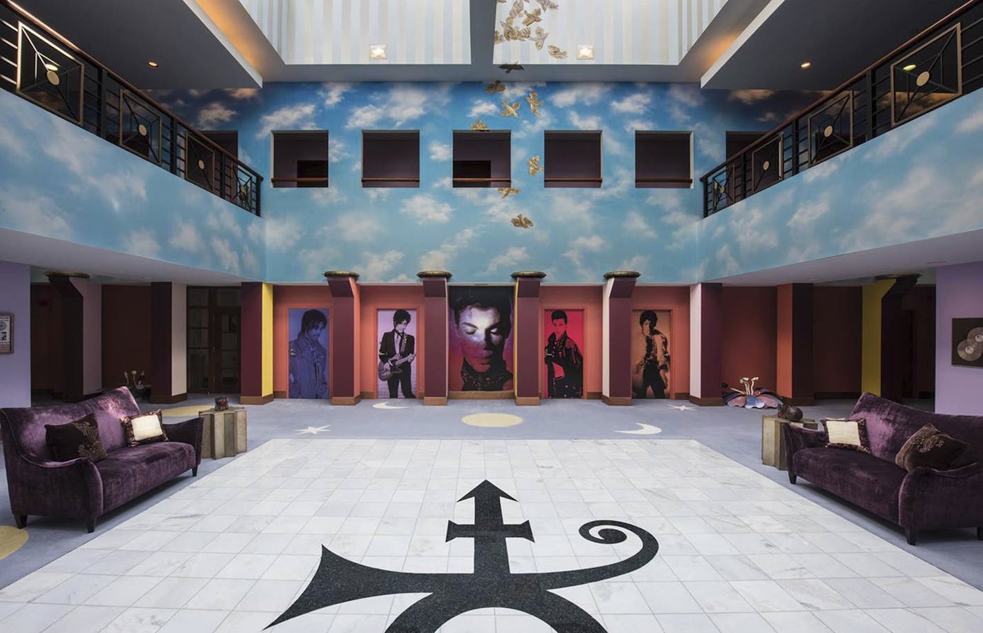 This undated photo provided by Paisley Park/NPG Records shows the atrium of Prince's Paisley Park in Chanhassen, Minn. Prince's handwritten notes are still sitting out inside the control room of Studio A where he recorded some of his greatest hits. It's filled with keyboards and guitars. Those are some of the highlights visitors will see when Prince's home and work space, Paisley Park, opens for its first public tours Thursday, Oct. 6, 2016. Paisley Park, Prince2017 ORG XMIT: MIN2016100514494557