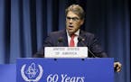 U.S. Energy Secretary Rick Perry delivers a speech during the general conference of the International Atomic Energy Agency, IAEA, in Vienna, Austria, 