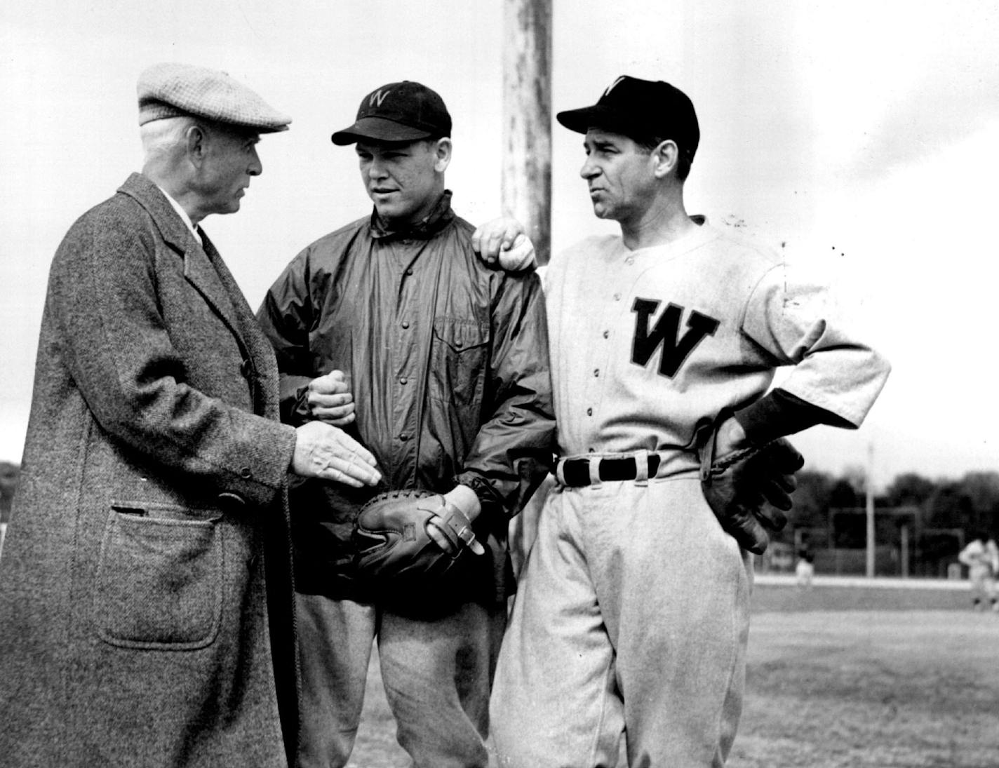 March 19, 1939: Senators' President Clark Griffith (left).