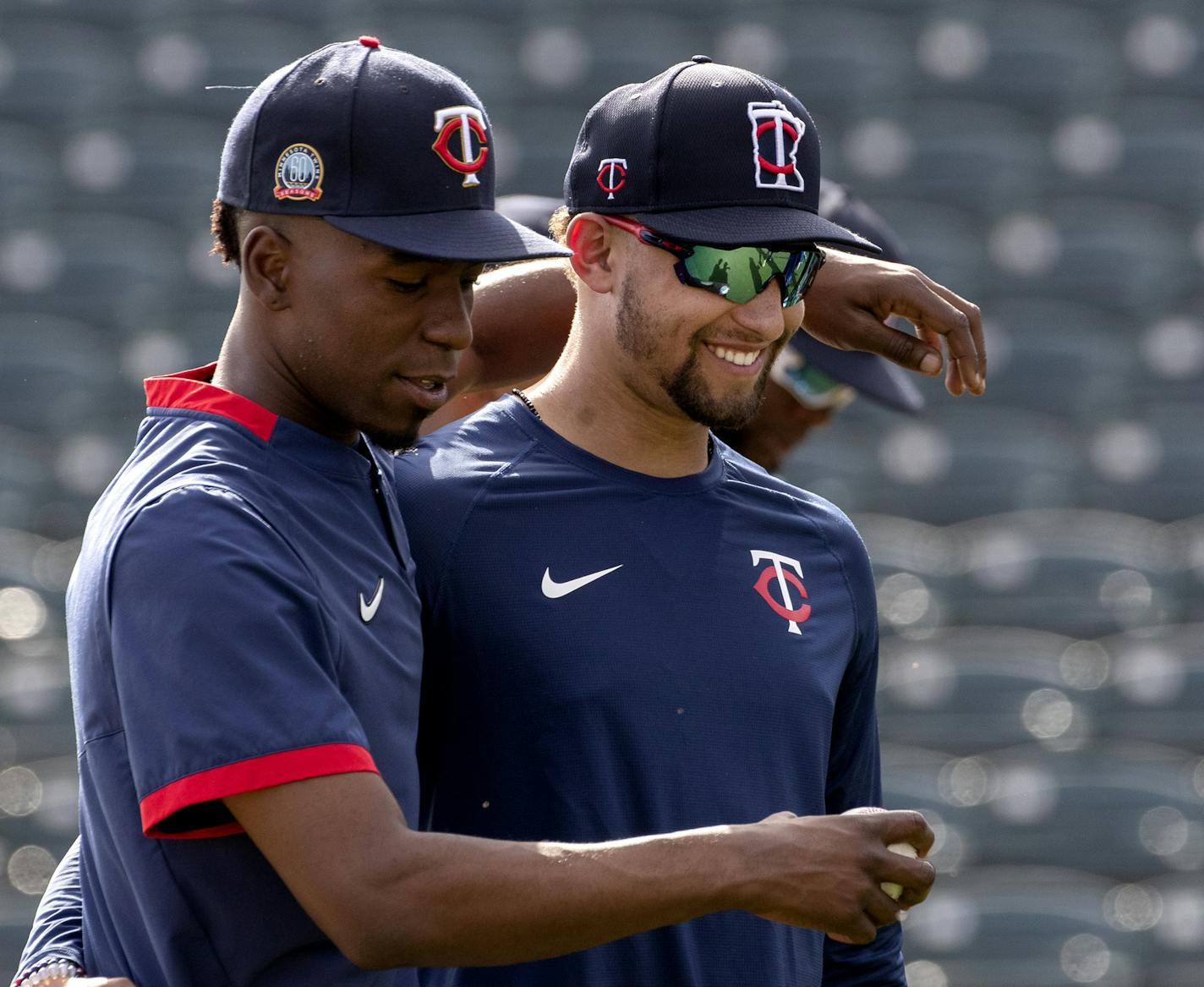 Minnesota Twins' Nick Gordon and Royce Lewis during the first day of practice for position players. ] CARLOS GONZALEZ &#x2022; cgonzalez@startribune.com &#x2013; Fort Myers, FL &#x2013; February 17, 2020, CenturyLink Sports Complex, Hammond Stadium, Minnesota Twins, Spring Training