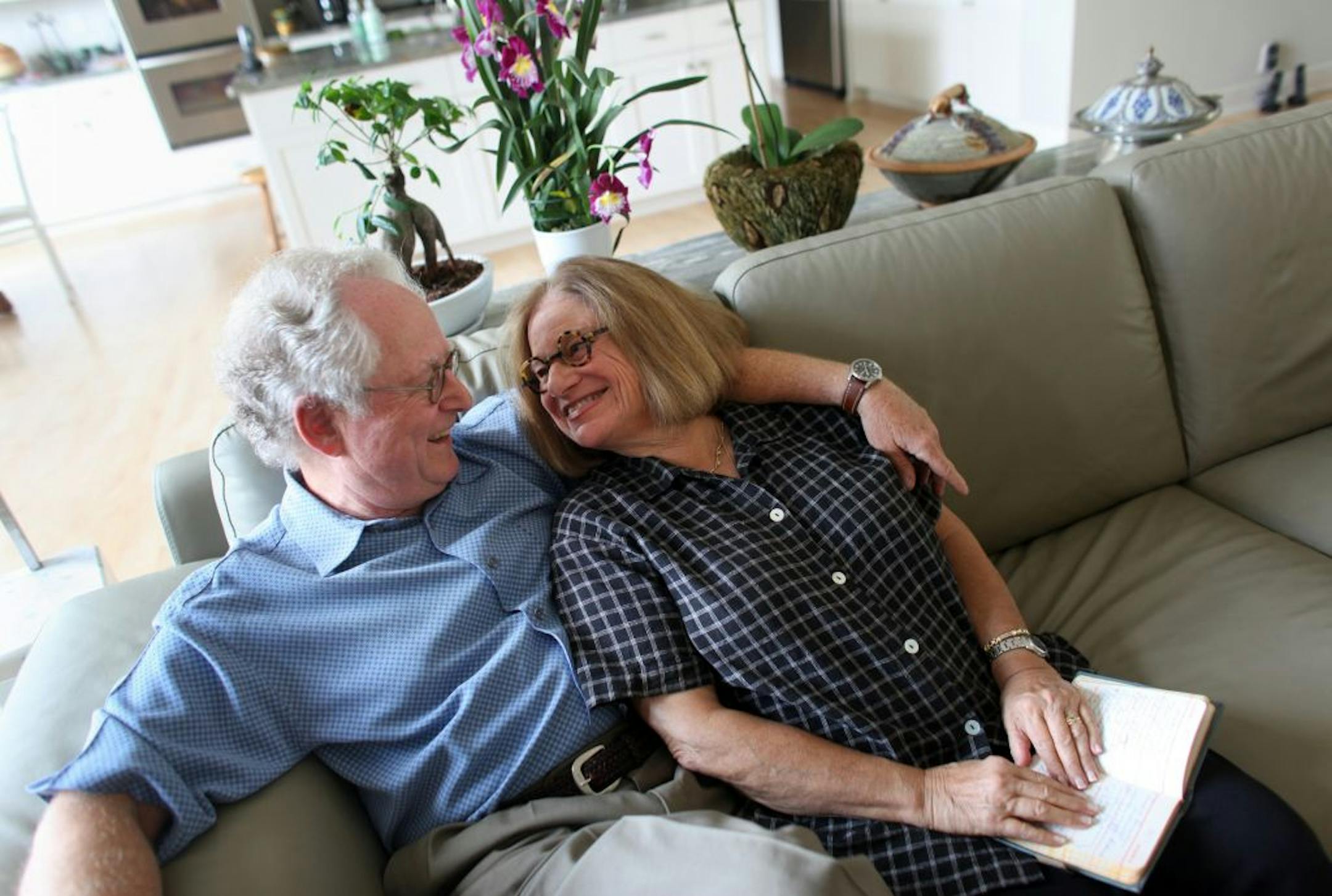 Bonnie and Steve Heller first met in 1958 at a summer camp as teenagers. They now have been married 45 years. They posed for a picture at their Golden Valley home.