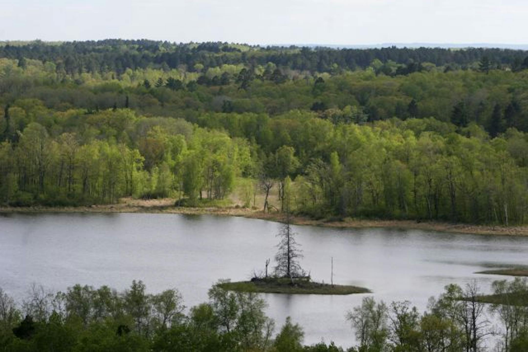 Itasca State Park, view from the Aion Heights Fire Tower, which rises above the canopy of the forest to give a spectacular view of the lakes and hills of the park.