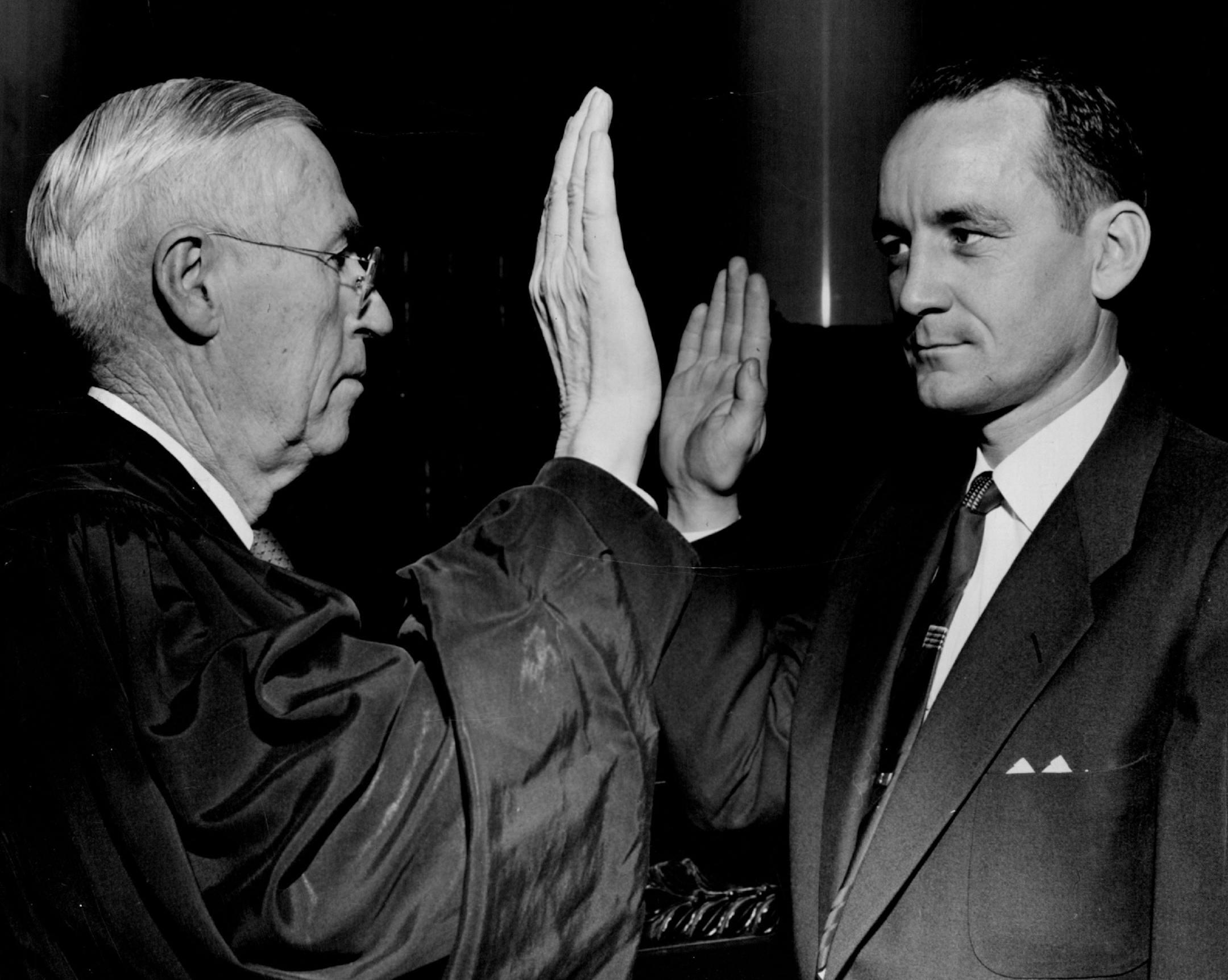 January 3, 1955 Miles Lord right, new attorney general, Gallagher. is shown in by Associate Justice Frank T. February 9, 1961 February 10, 1961 Minneapolis Star Tribune