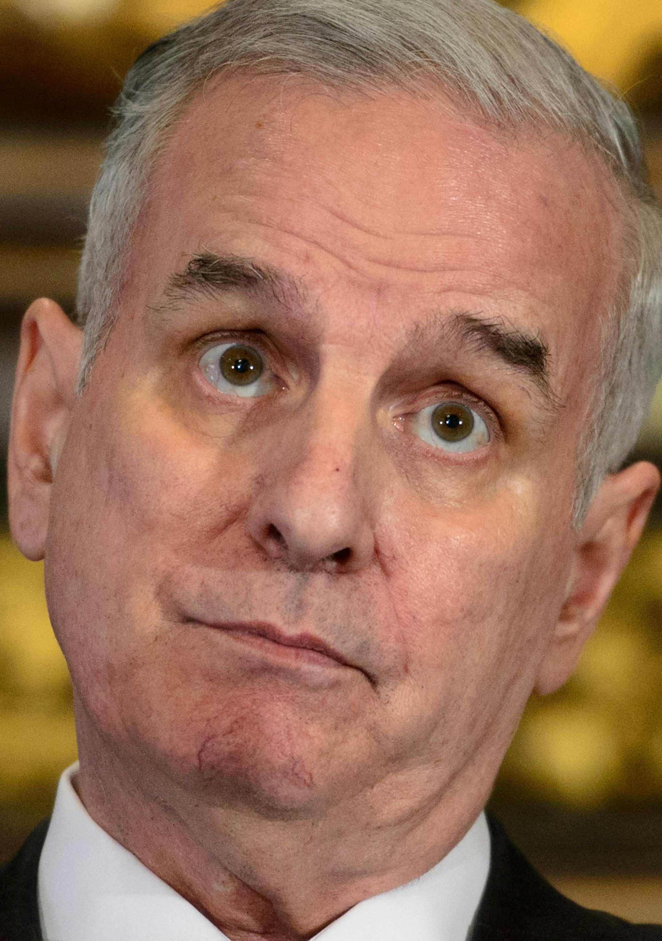 Governor Mark Dayton held a news conference speaking about a wide range of topics including the medical marijuana bill, bonding bill and praising the legislature for reaching a deal on raising the minimum wage. ] GLEN STUBBE * gstubbe@startribune.com April 8, 2014.