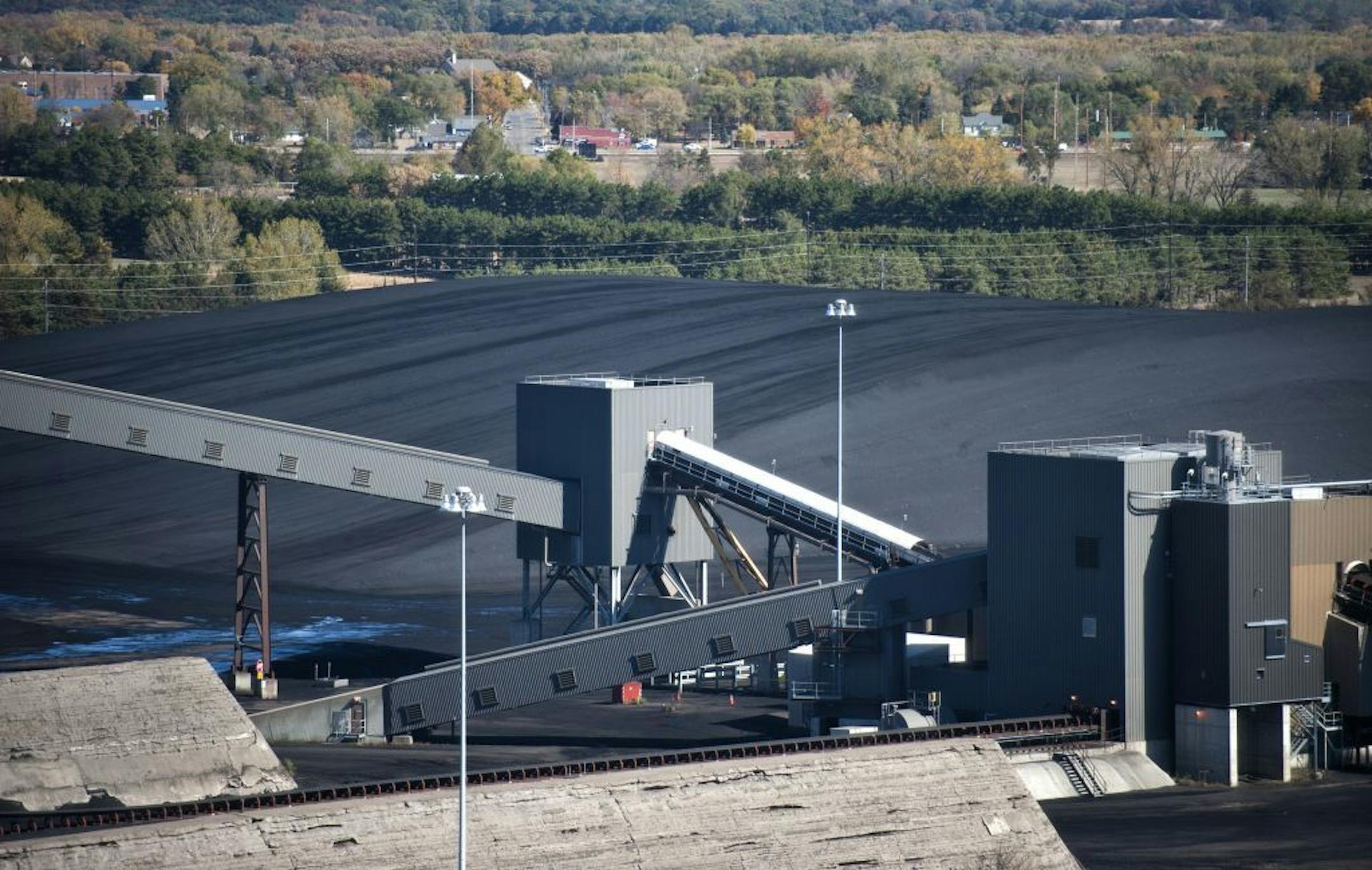 Stockpiled coal at the Sherburne County Generating Plant (Sherco) in Becker, Minn.