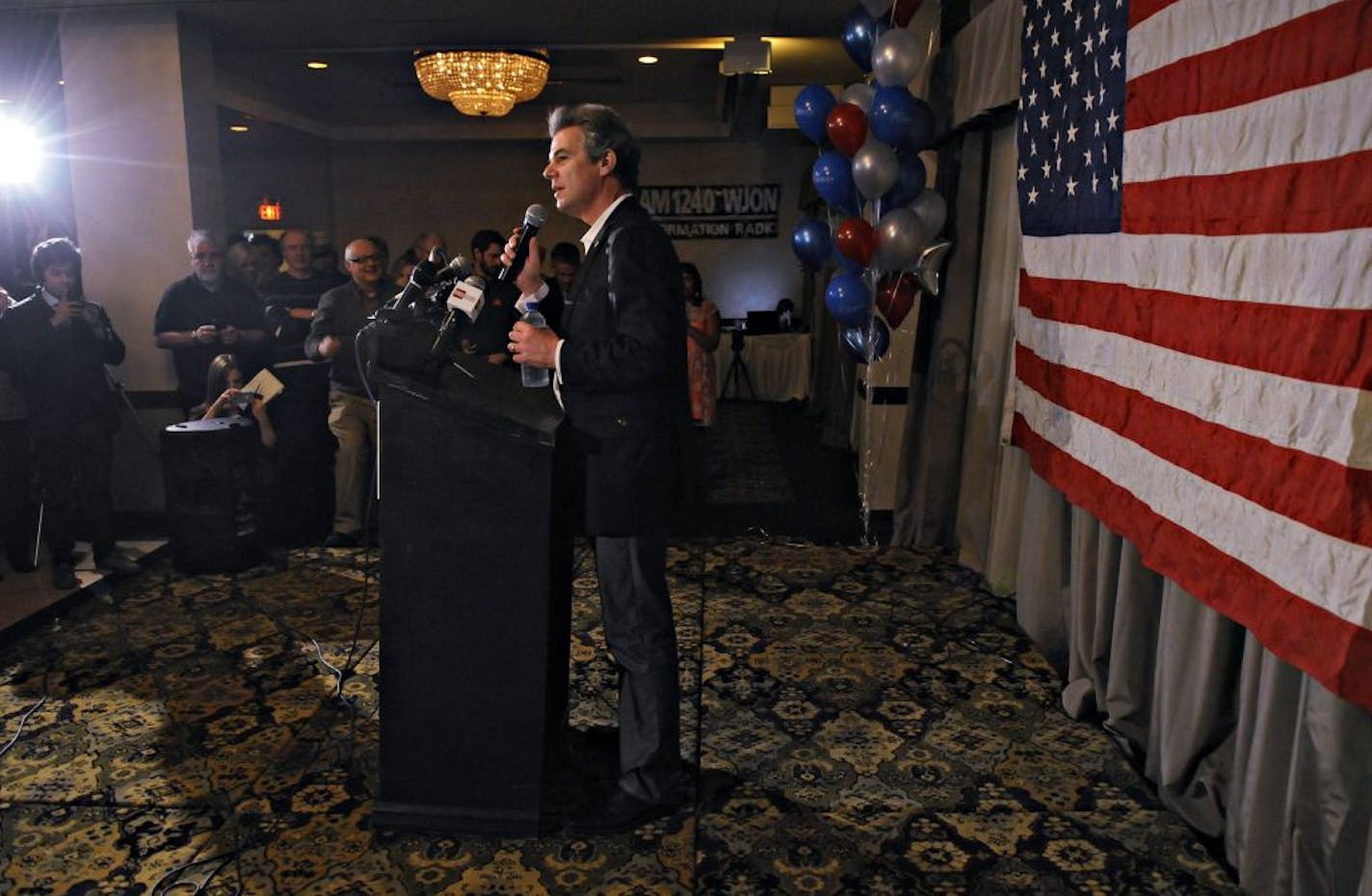 Jim Graves spoke to supporters early Wednesday at Le St. Germain Hotel in St. Cloud. Graves later called Michele Bachmann to concede the congressional race in the Sixth District.