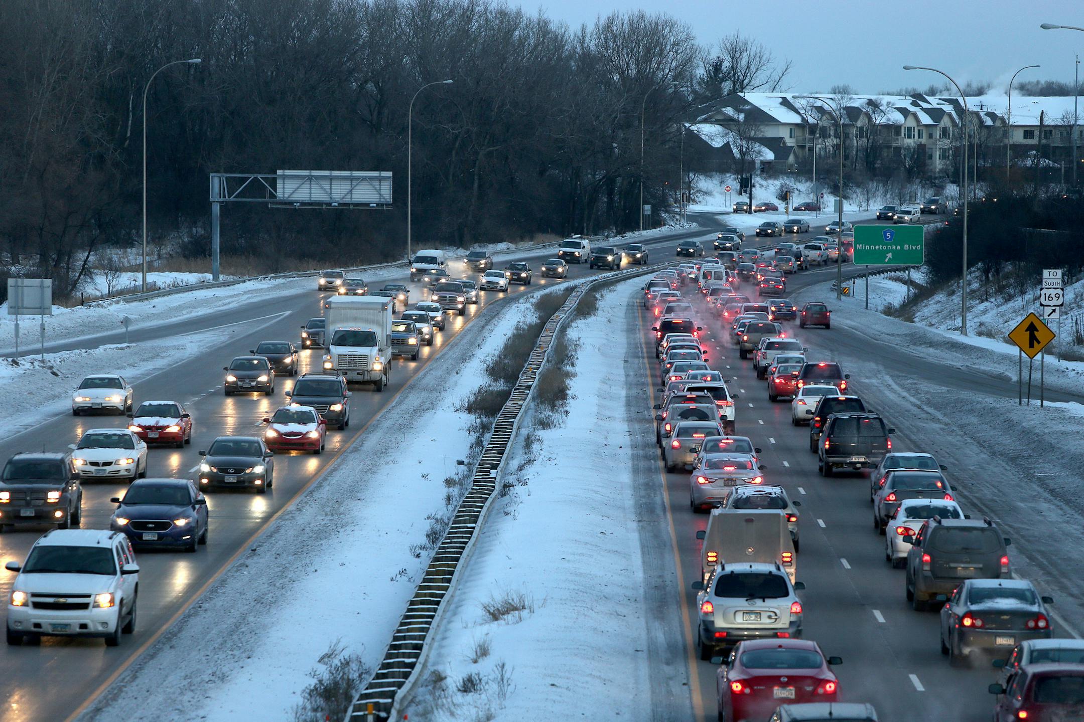 Traffic crawls along Highway 169 in this file photo.