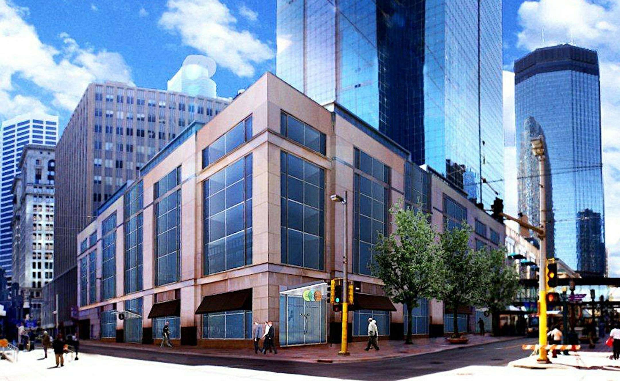This architect’s drawing shows the Neiman Marcus building on the Nicollet Mall.