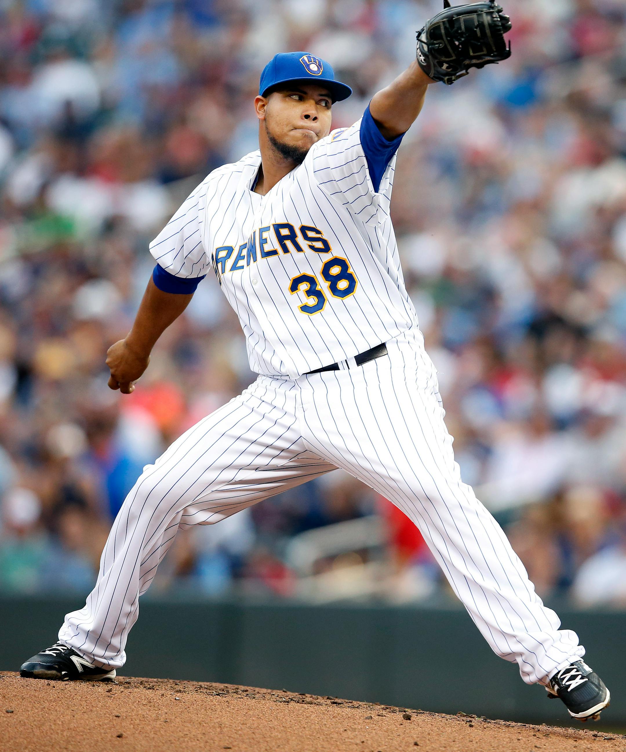 Milwaukee Brewers starting pitcher Wily Peralta (38) in the second inning. ] CARLOS GONZALEZ cgonzalez@startribune.com - June 5, 2014, Minneapolis, Minn., Target Field, MLB, Minnesota Twins vs. Milwaukee